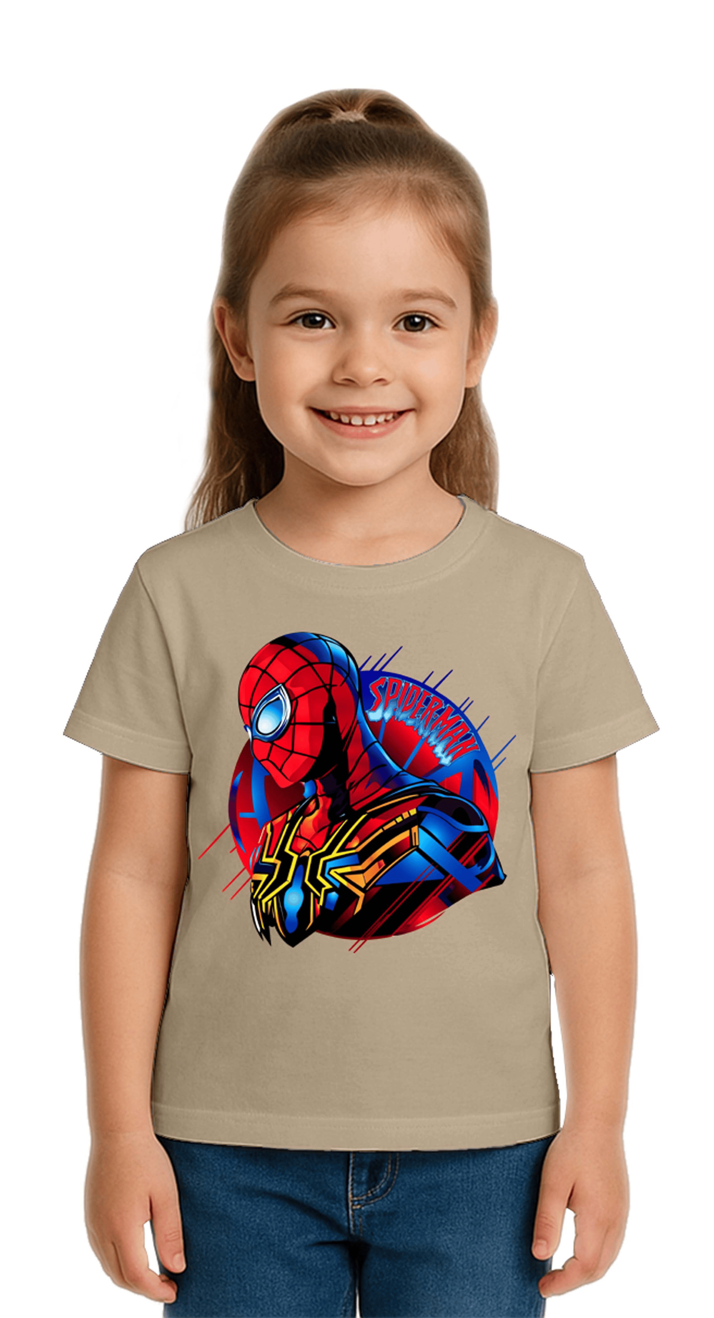 Unisex Spıderman baskılı Çocuk Tişört pamuklu penye kumaş