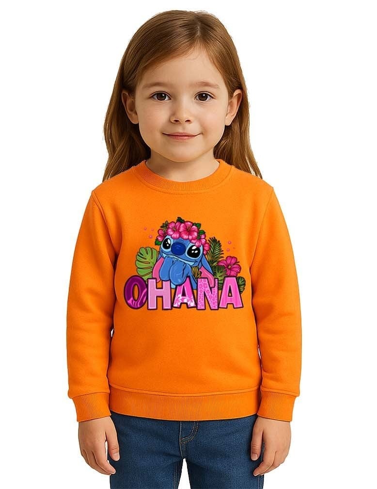 Unisex Stitch Baskılı Çocuk Swaetshirt 3 İplik Şardonlu