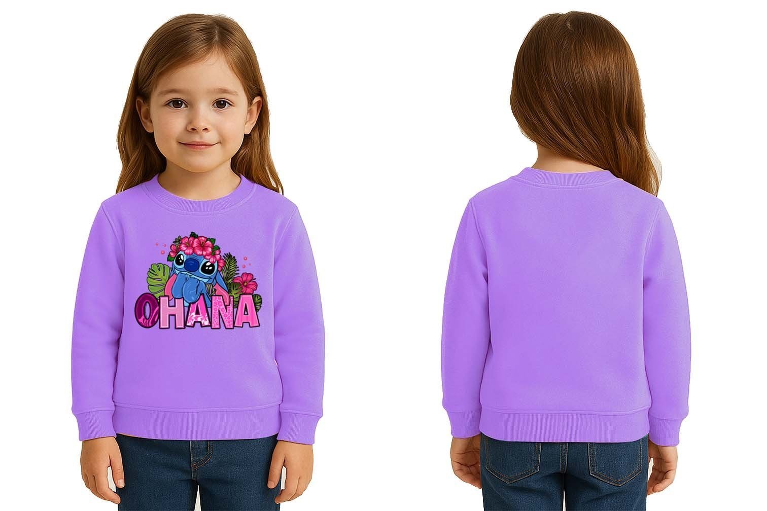 Unisex Stitch Baskılı Çocuk Swaetshirt 3 İplik Şardonlu