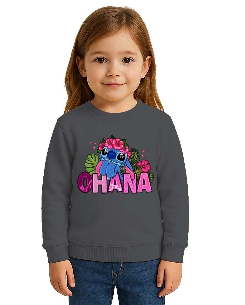 Unisex Stitch Baskılı Çocuk Swaetshirt 3 İplik Şardonlu