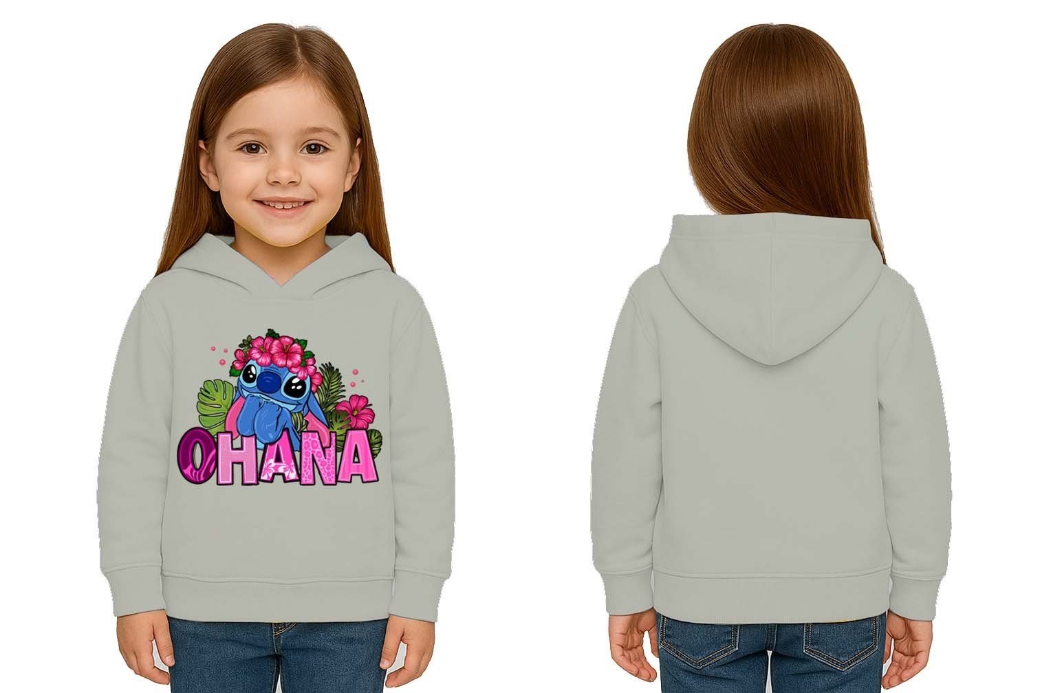 Unisex Stitch Baskılı Çocuk Swaetshirt Baskılı Kapüşonlu 3 İplik Şardonlu