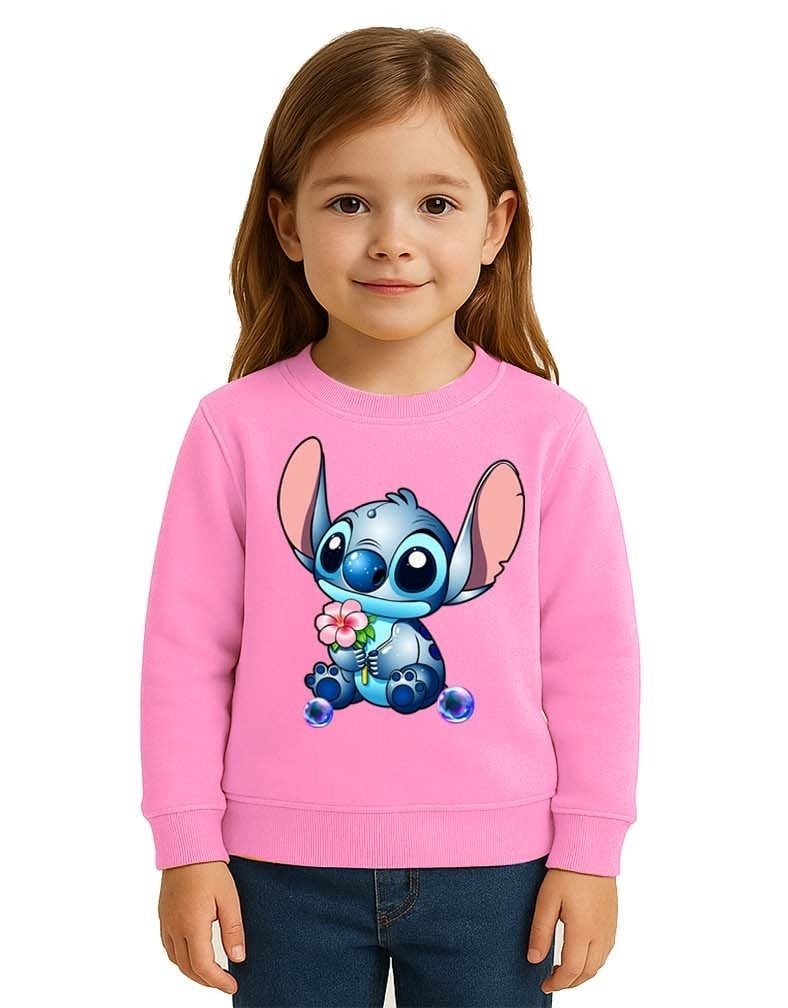 Unisex Stitch Baskılı Çocuk Swaetshirt 3 İplik Şardonlu