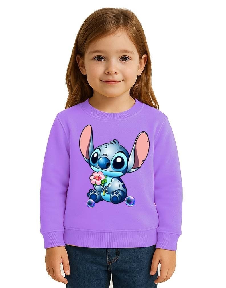 Unisex Stitch Baskılı Çocuk Swaetshirt 3 İplik Şardonlu