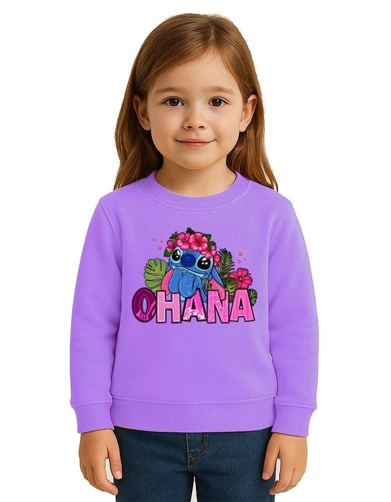 Unisex Stitch Baskılı Çocuk Swaetshirt 3 İplik Şardonlu