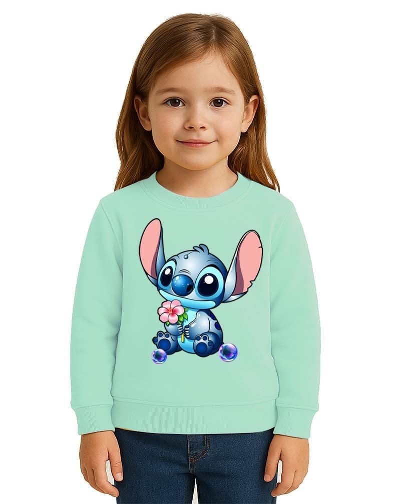 Unisex Stitch Baskılı Çocuk Swaetshirt 3 İplik Şardonlu