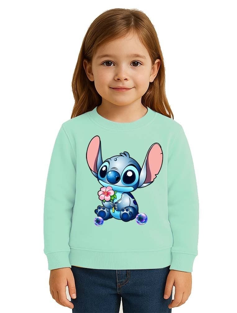 Unisex Stitch Baskılı Çocuk Swaetshirt 3 İplik Şardonlu