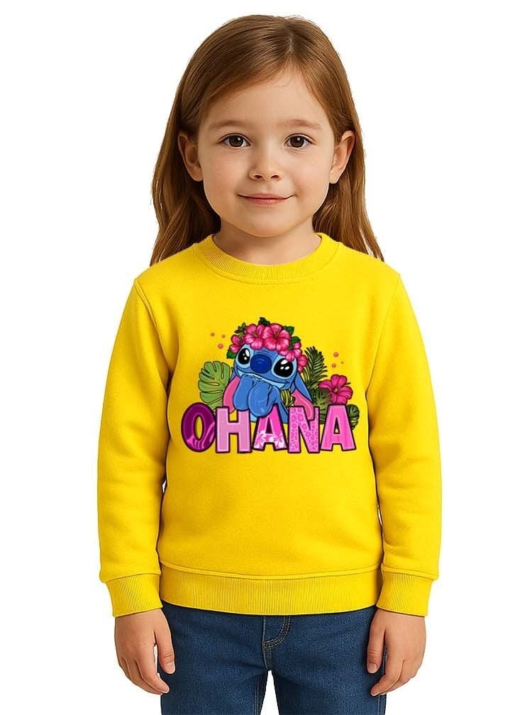 Unisex Stitch Baskılı Çocuk Swaetshirt 3 İplik Şardonlu