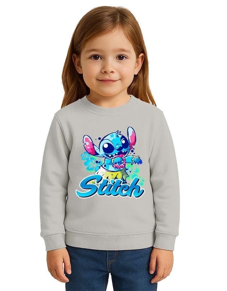Unisex Stitch Baskılı Çocuk Swaetshirt 3 İplik Şardonlu