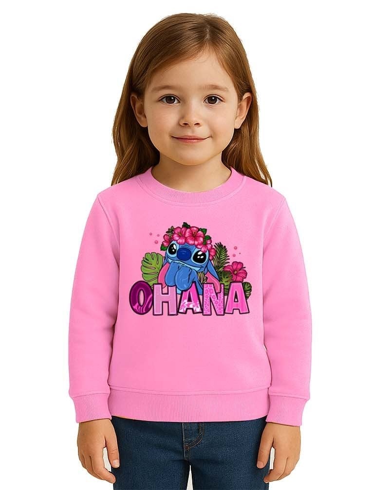 Unisex Stitch Baskılı Çocuk Swaetshirt 3 İplik Şardonlu