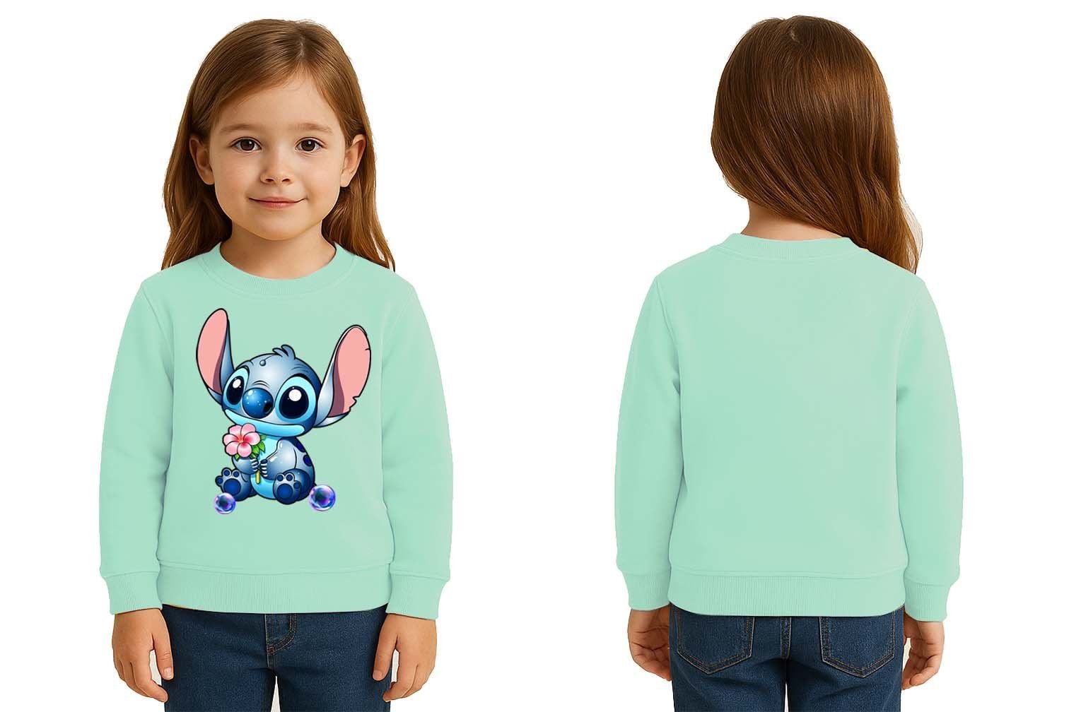 Unisex Stitch Baskılı Çocuk Swaetshirt 3 İplik Şardonlu