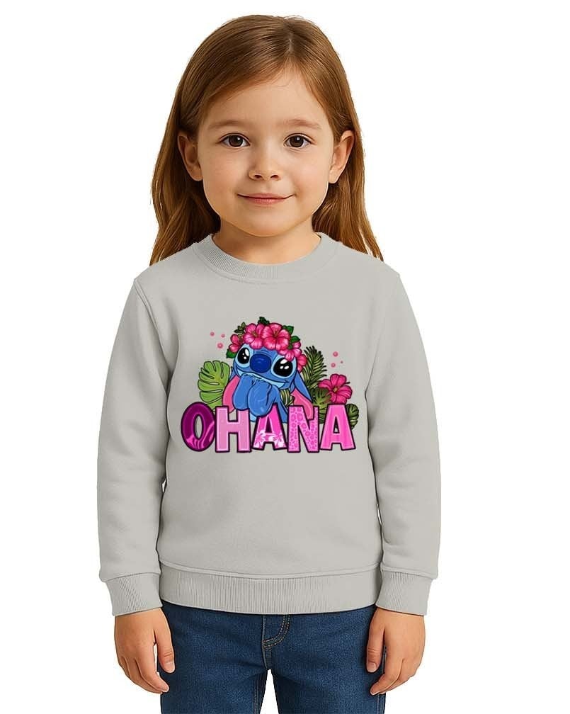 Unisex Stitch Baskılı Çocuk Swaetshirt 3 İplik Şardonlu