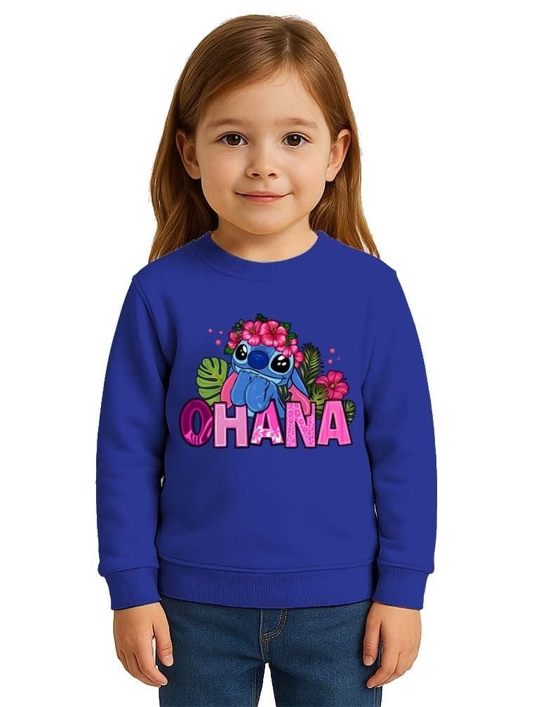 Unisex Stitch Baskılı Çocuk Swaetshirt 3 İplik Şardonlu