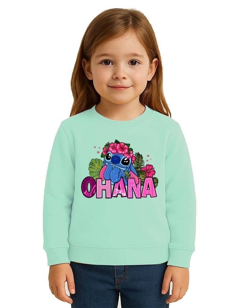 Unisex Stitch Baskılı Çocuk Swaetshirt 3 İplik Şardonlu