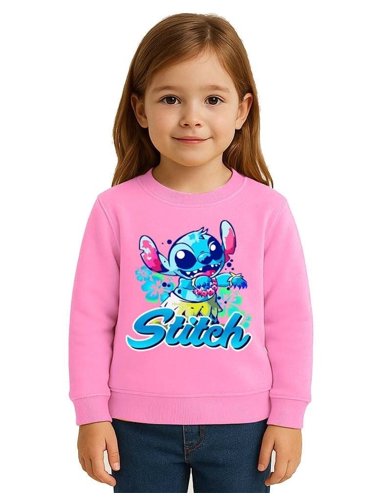 Unisex Stitch Baskılı Çocuk Swaetshirt 3 İplik Şardonlu