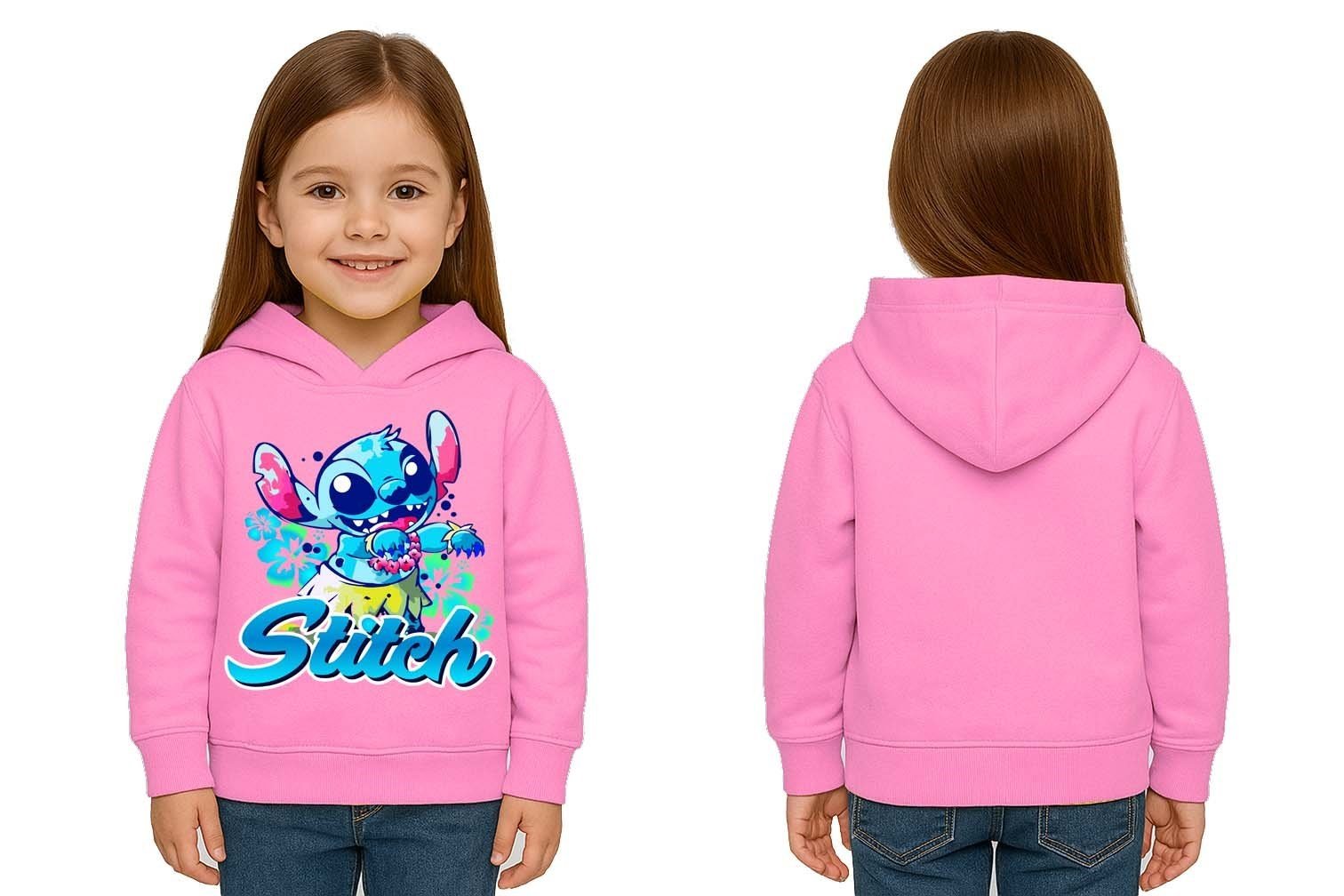 Unisex Stitch Baskılı Çocuk Swaetshirt  Baskılı Kapüşonlu 3 İplik Şardonlu