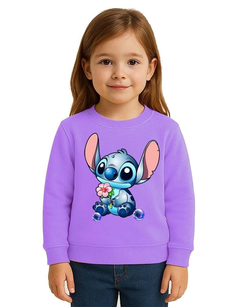 Unisex Stitch Baskılı Çocuk Swaetshirt 3 İplik Şardonlu