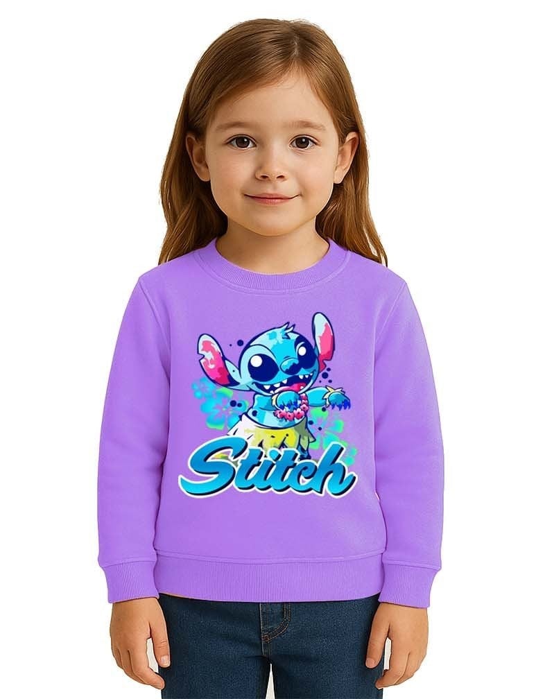 Unisex Stitch Baskılı Çocuk Swaetshirt 3 İplik Şardonlu