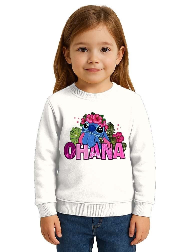 Unisex Stitch Baskılı Çocuk Swaetshirt 3 İplik Şardonlu
