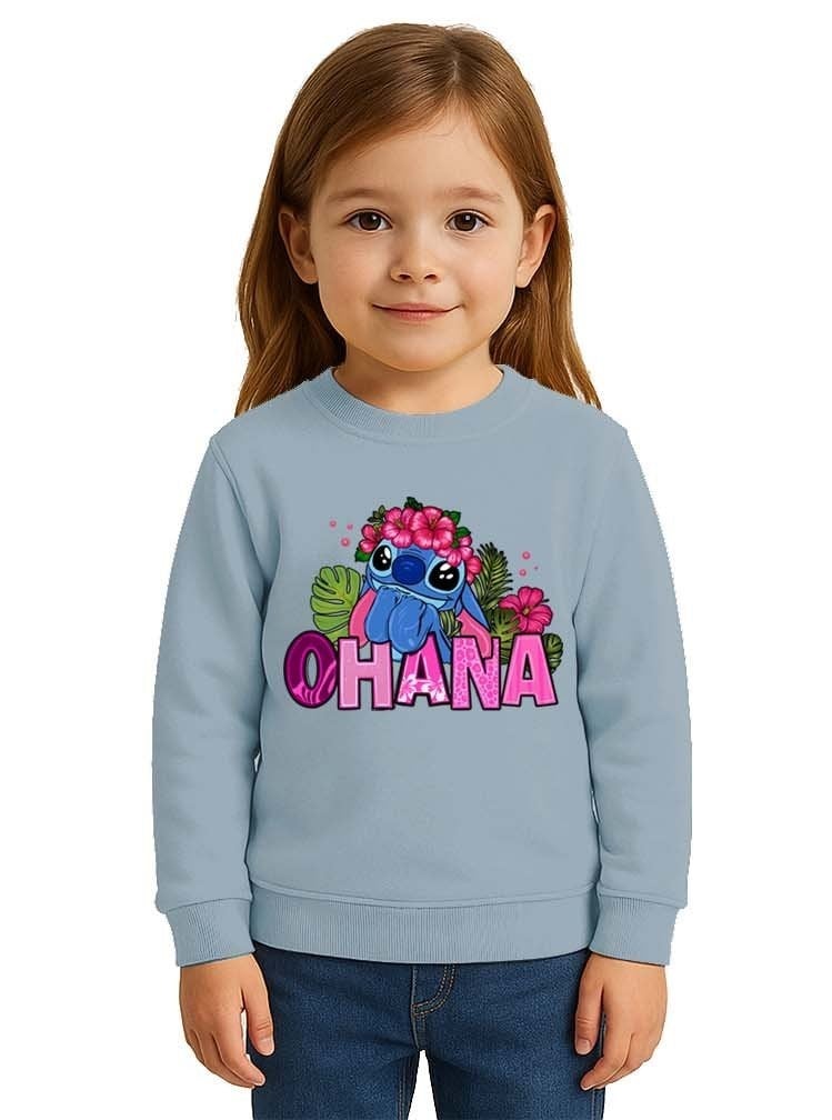 Unisex Stitch Baskılı Çocuk Swaetshirt 3 İplik Şardonlu
