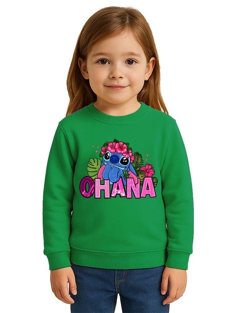 Unisex Stitch Baskılı Çocuk Swaetshirt 3 İplik Şardonlu