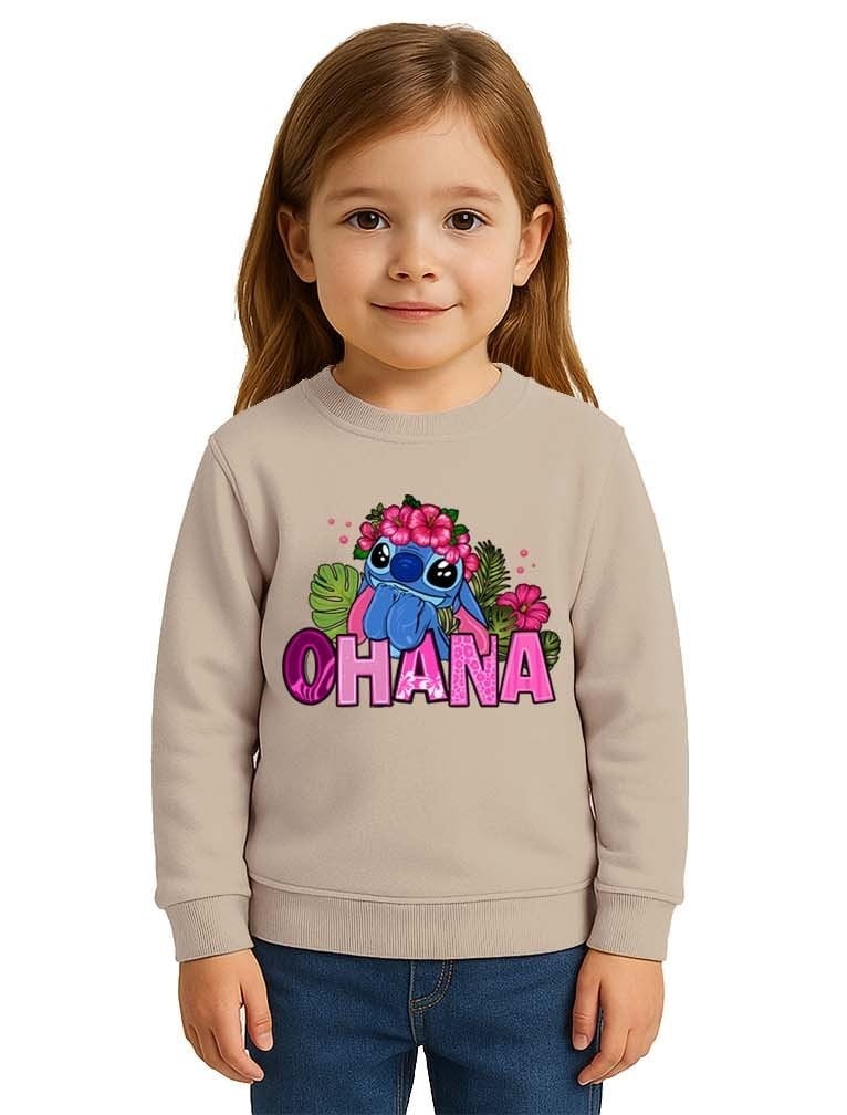 Unisex Stitch Baskılı Çocuk Swaetshirt 3 İplik Şardonlu