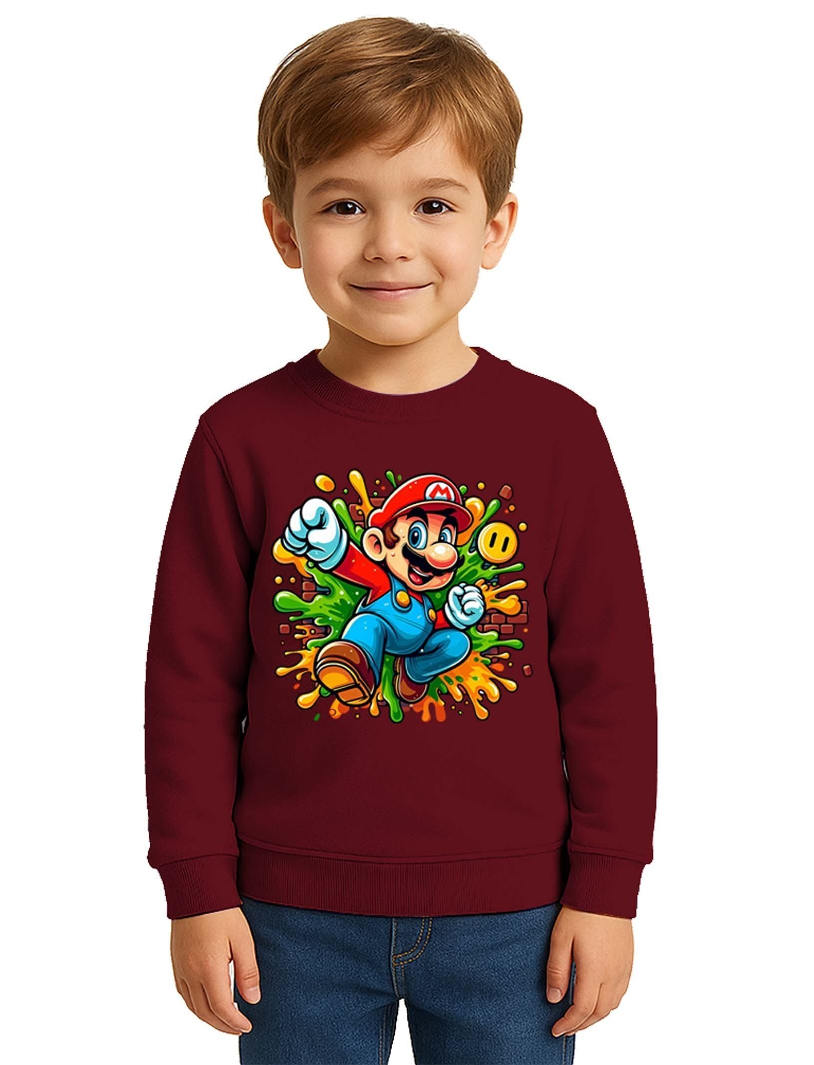 Unisex Super Marıo Baskılı Çocuk Swaetshirt 3 İplik Şardonlu