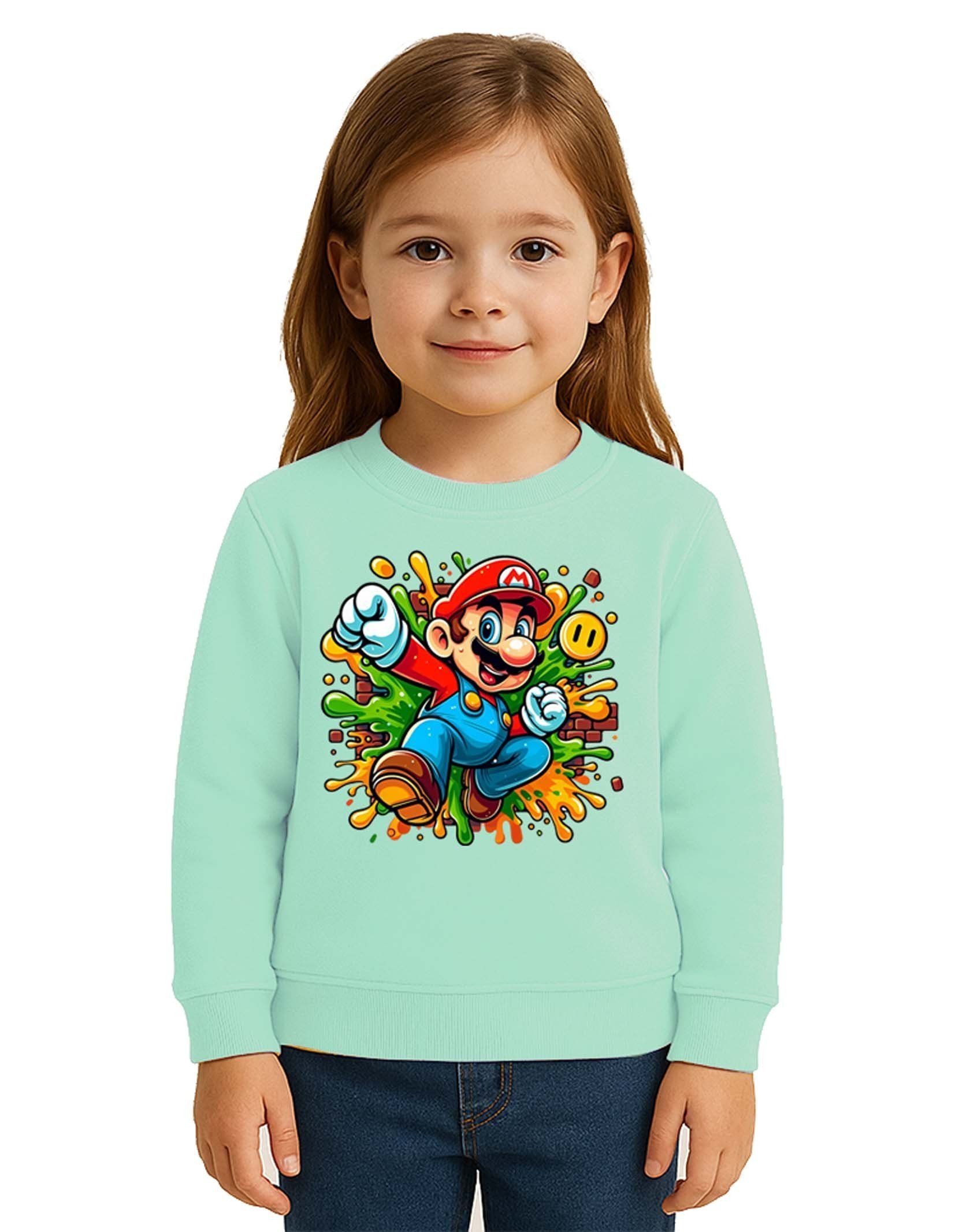 Unisex Super Marıo Baskılı Çocuk Swaetshirt 3 İplik Şardonlu