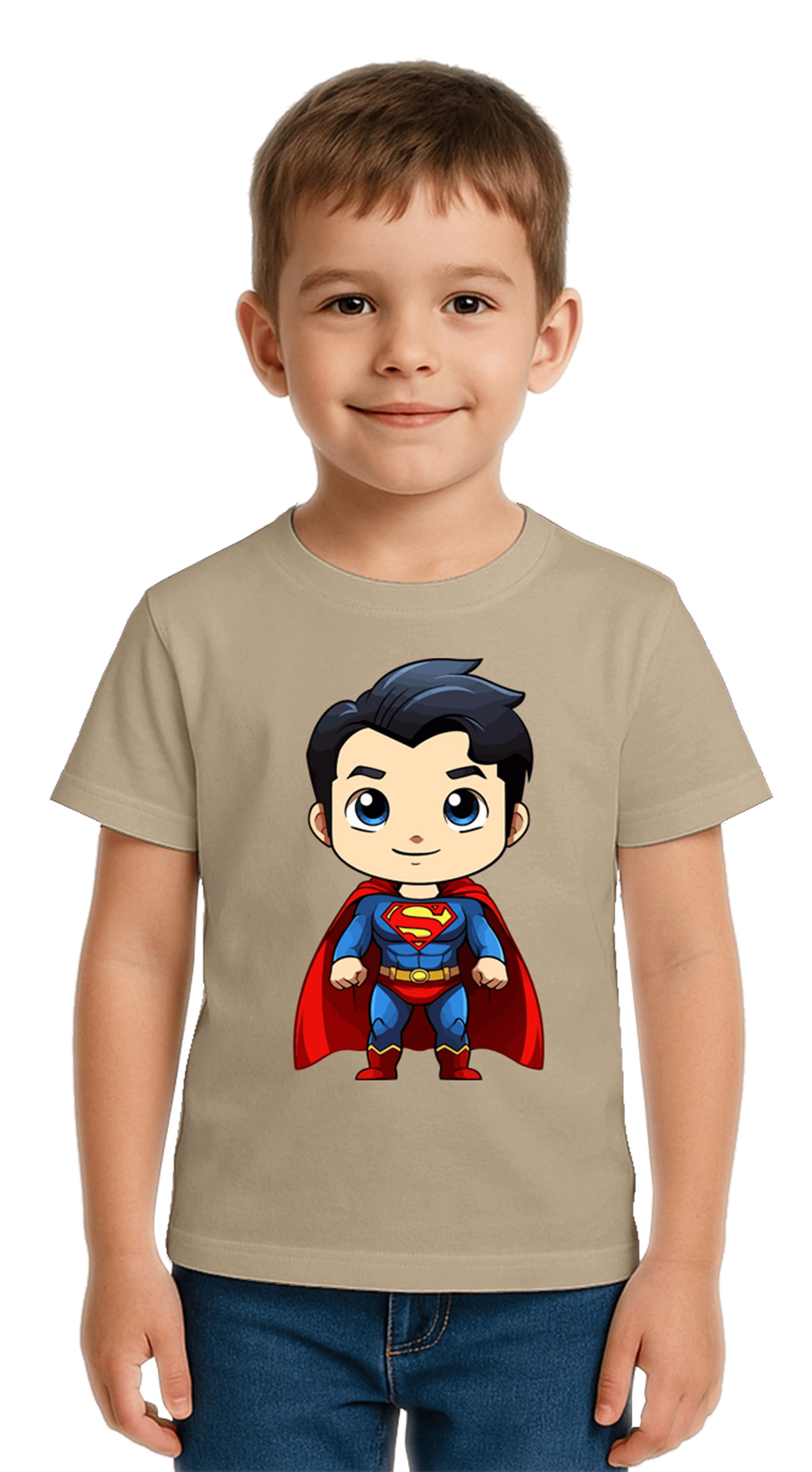 Unisex Superman Baskılı Çocuk Tişört pamuklu penye kumaş