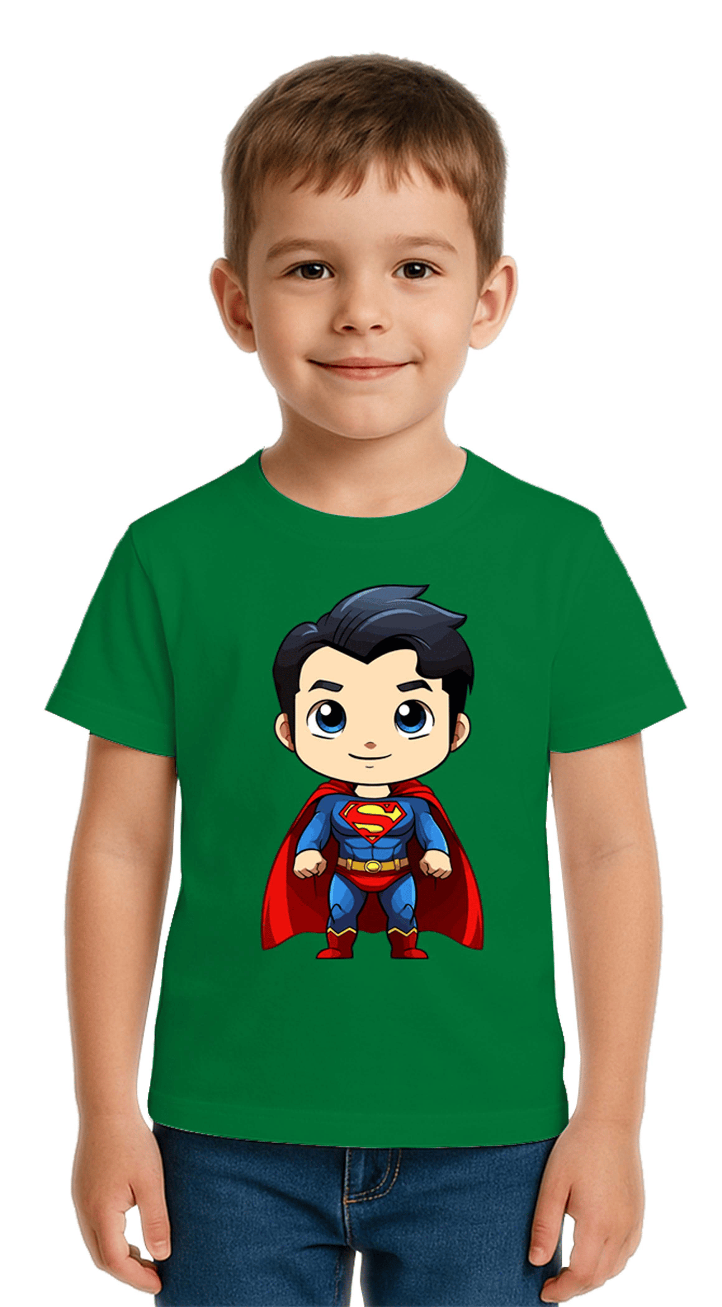 Unisex Superman Baskılı Çocuk Tişört pamuklu penye kumaş