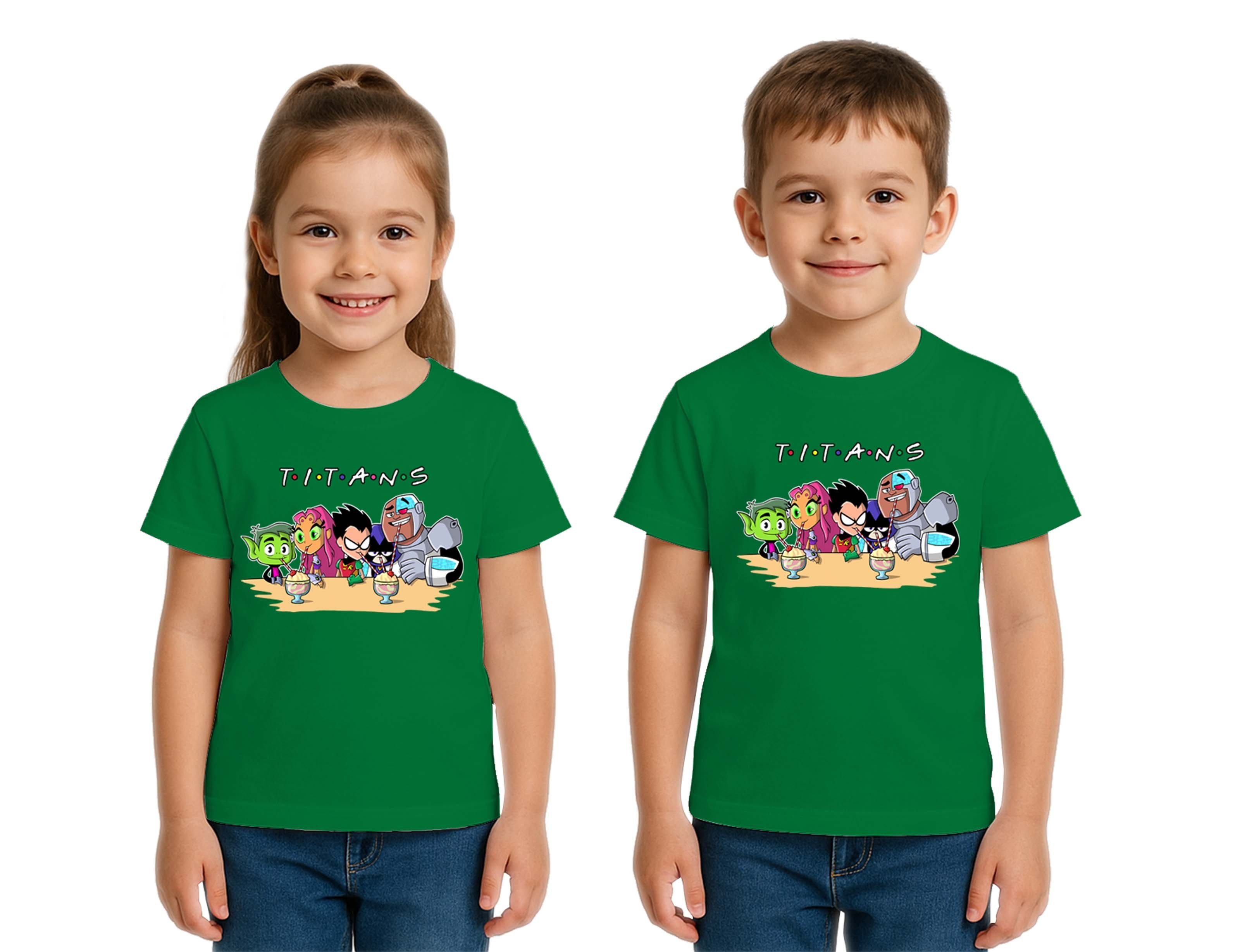 Unisex Teen Titans Go baskılı Çocuk Tişört pamuklu penye kumaş