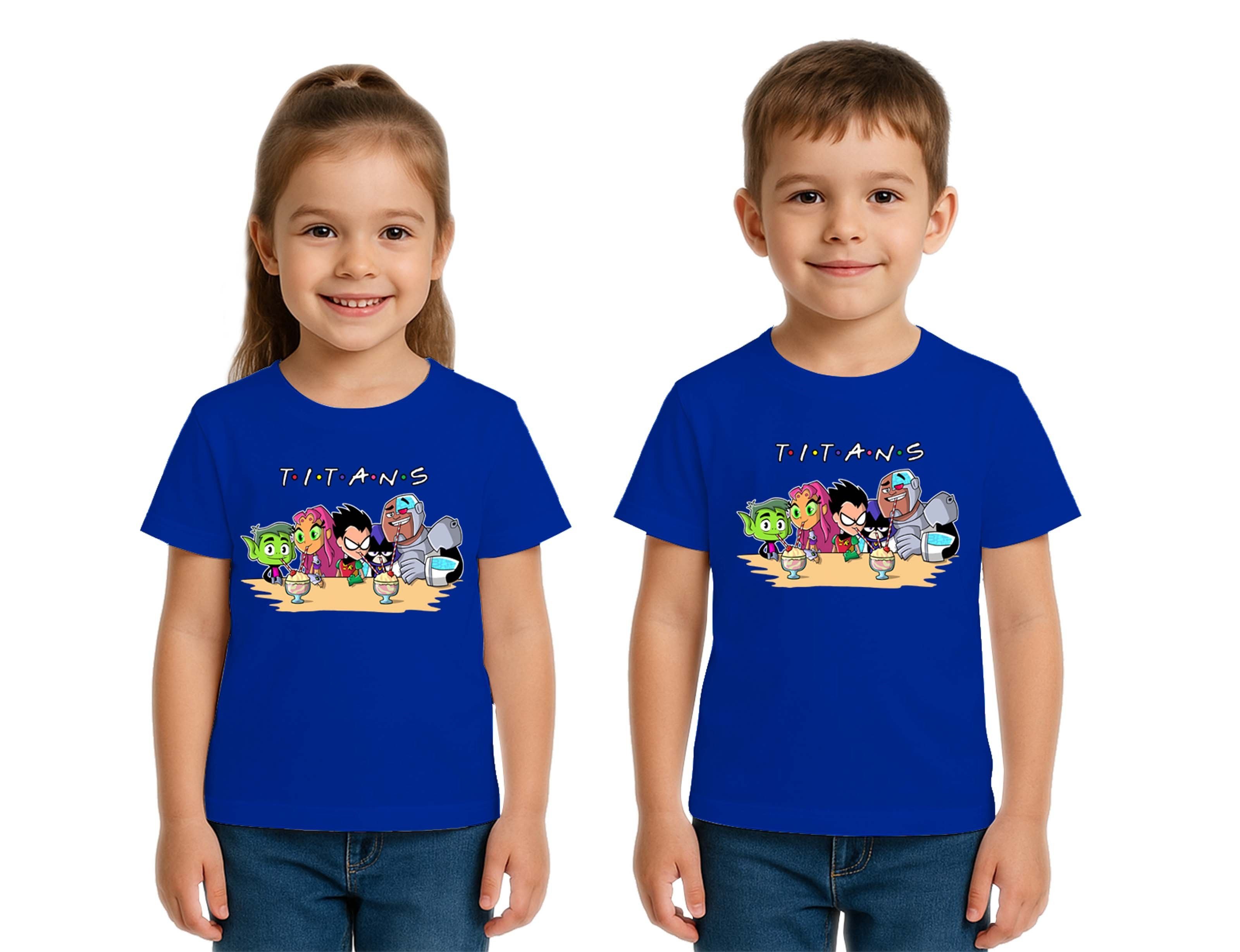 Unisex Teen Titans Go baskılı Çocuk Tişört pamuklu penye kumaş
