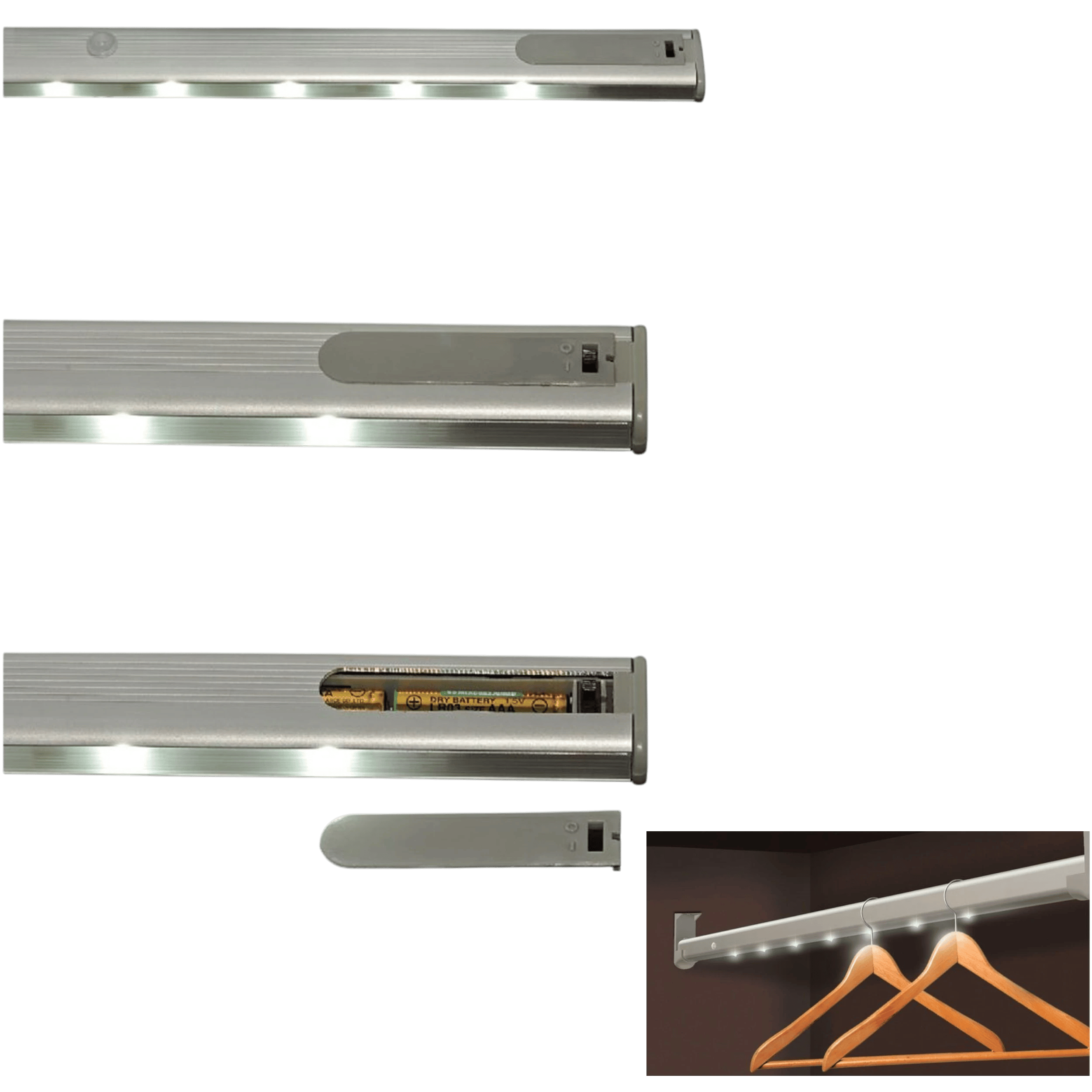 90 Modül Pilli Sensörlü Işıklı Gardırop Askı Borusu Mat Eloksal Oval Ø:16*30 mm