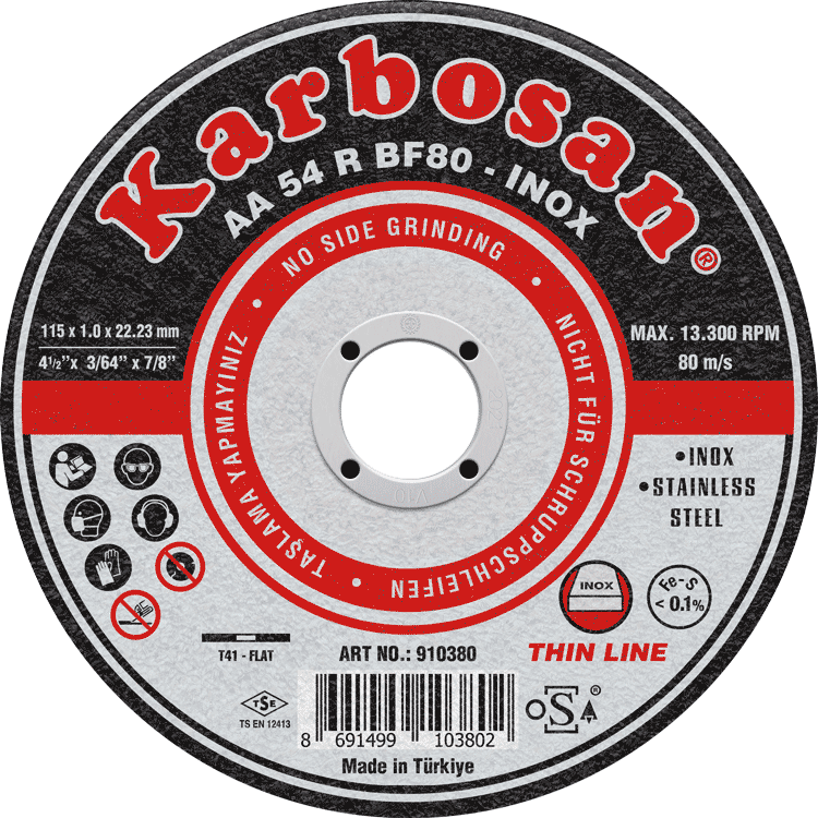 Karbosan İnox Kesici Disk 115*1,0*22.23 mm 910380
