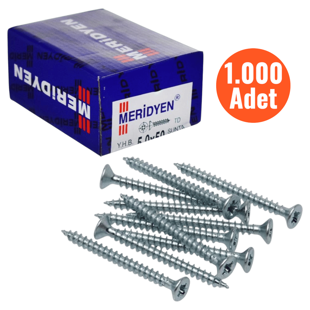 Meridyen Sunta Vidası 6,0*80 mm 1.000 Adet Tam Diş - PZ 3 Bits Uç ile Kullanılır