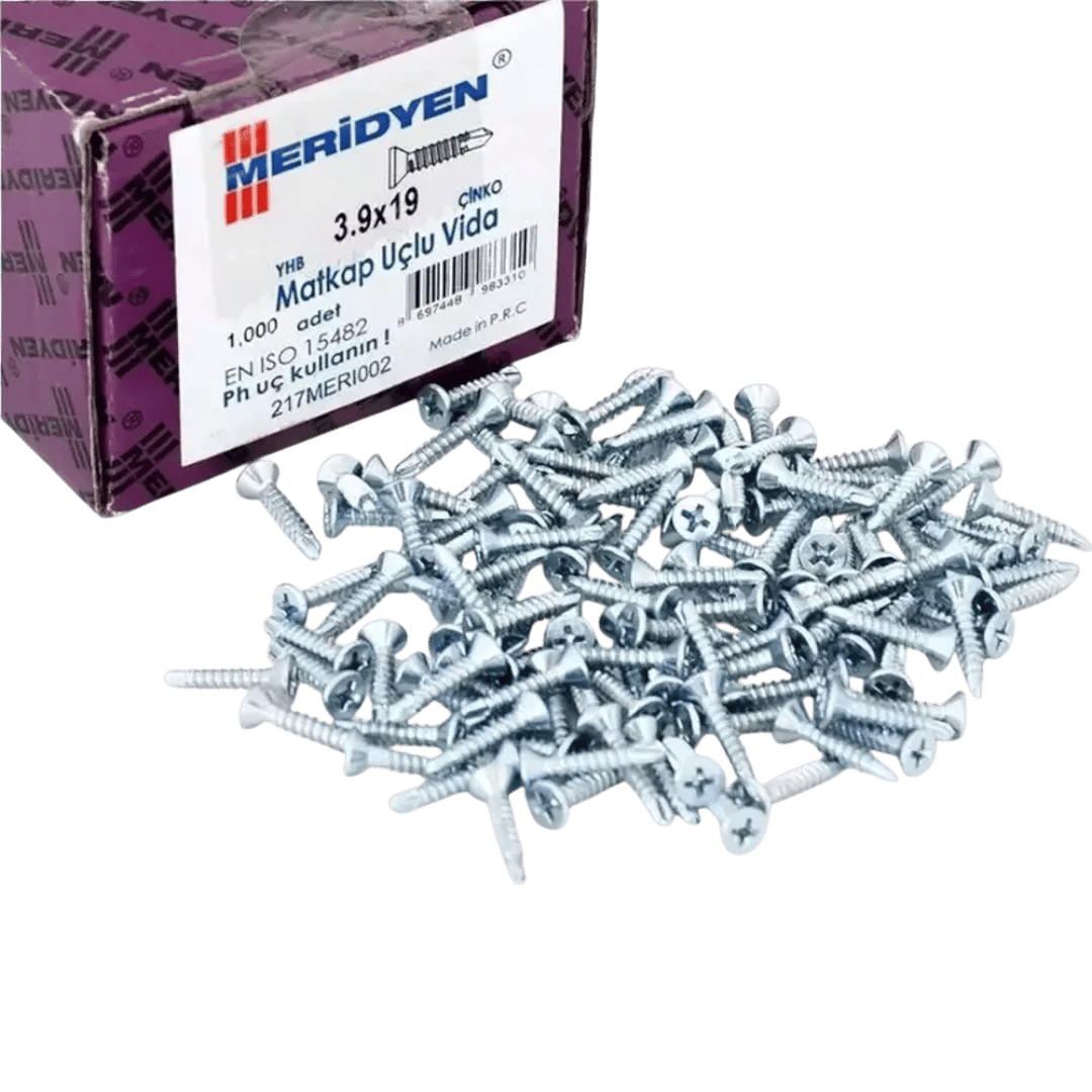 Meridyen YHB 3,9*16 Matkap Uçlu Vida 1000'li Paket *18P - PH 2 Bits Uç ile Kullanılır