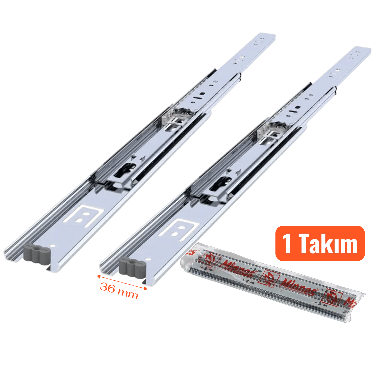 Minnes Teleskopik Çekmece Rayı 36*400 mm