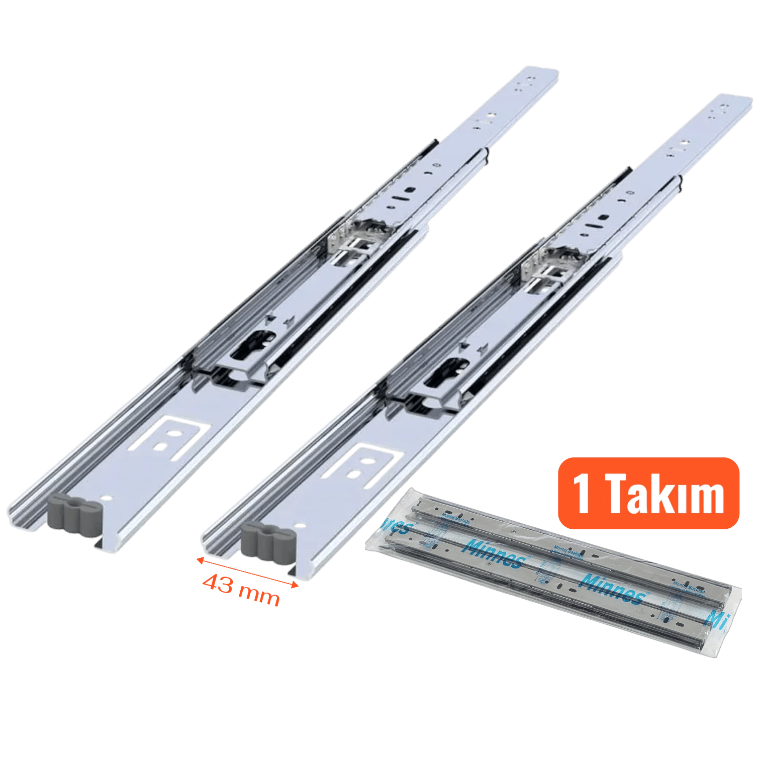 Minnes Teleskopik Çekmece Rayı 43*550 mm