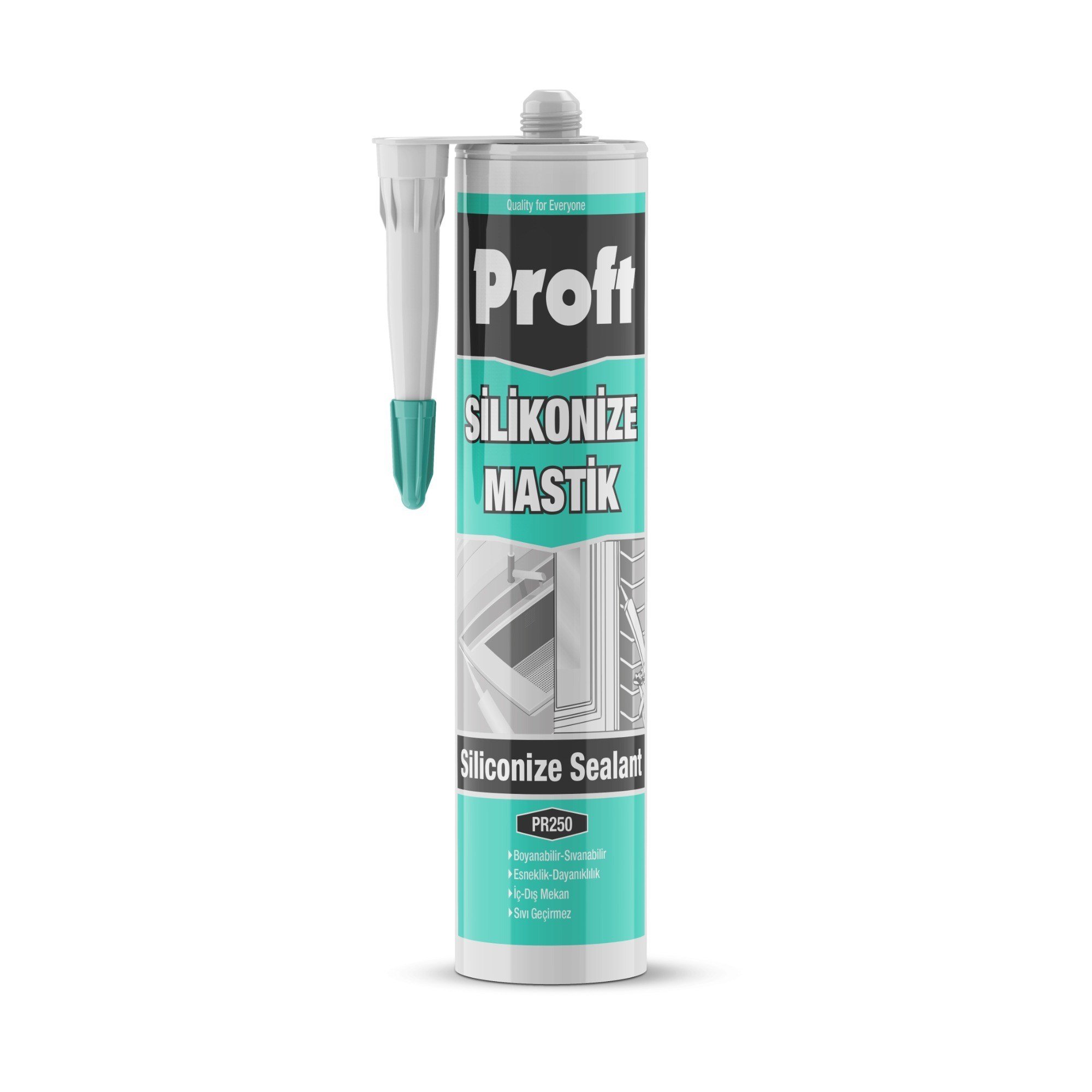 Proft Silikonize Mastik Beyaz 450 gr - 24'lü Koli