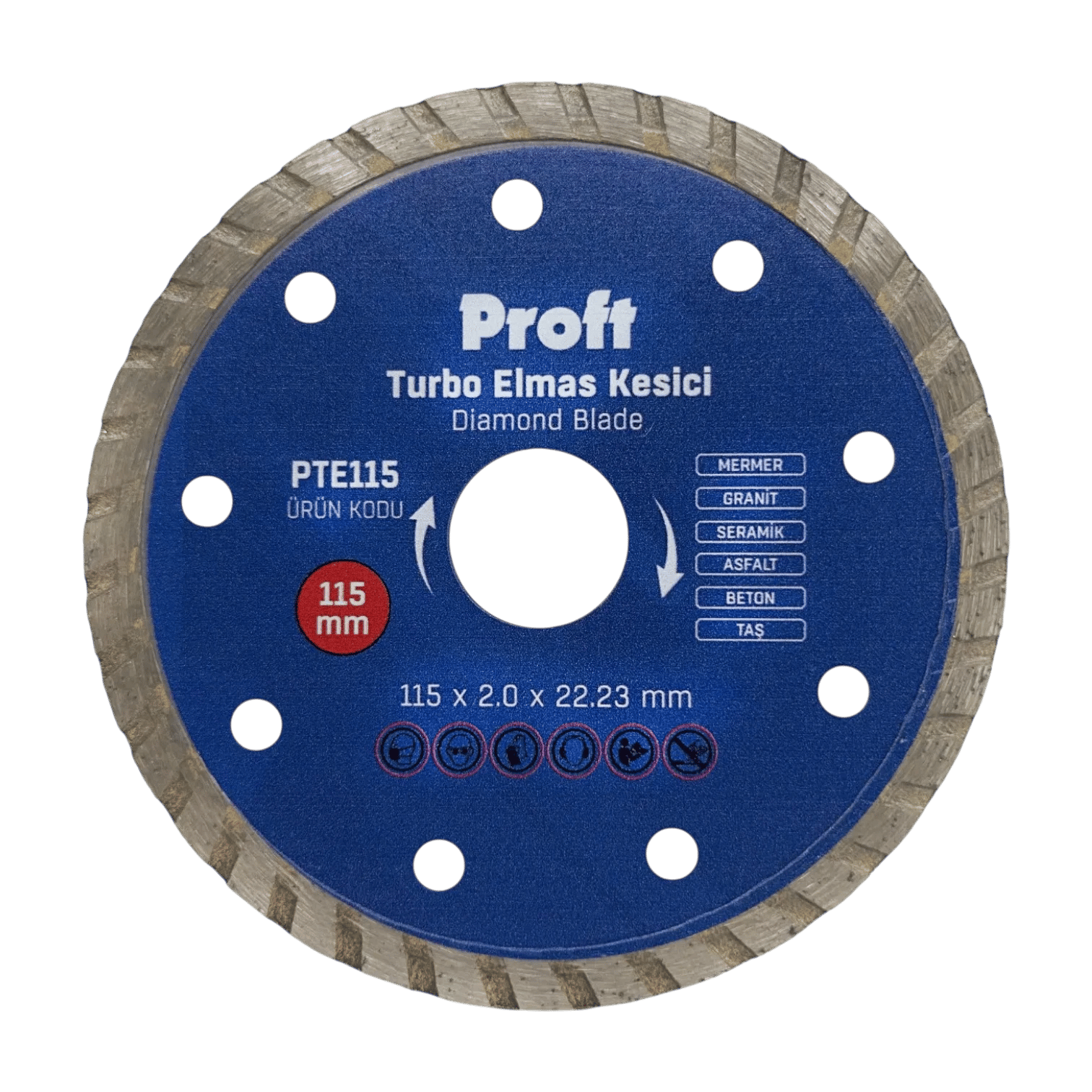 Proft Turbo Mermer-Granit-Seramik-Asfalt-Beton Kesici 115*2,0*22 mm 5'li Paket