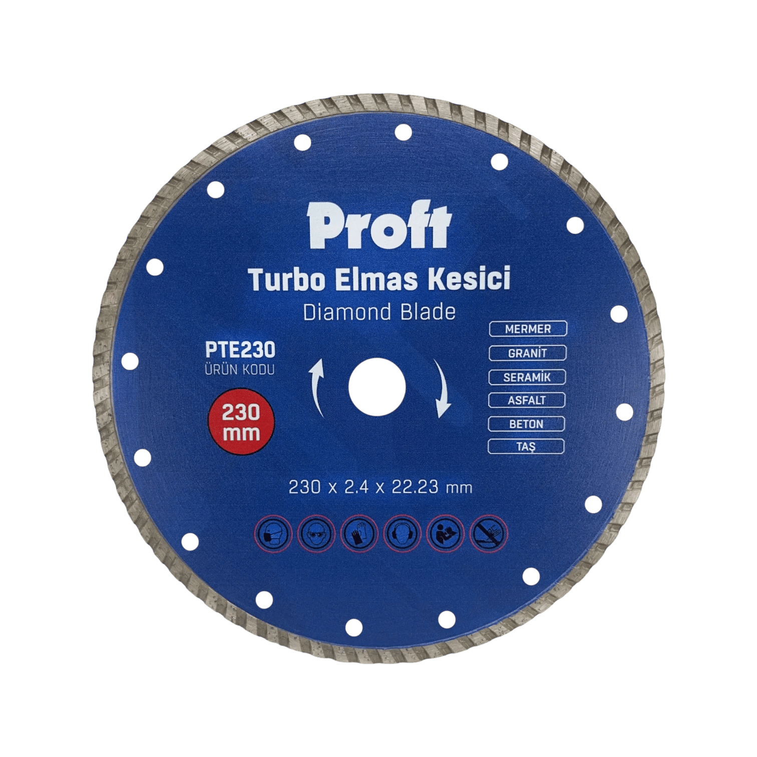 Proft Turbo Mermer-Granit-Seramik-Asfalt-Beton Kesici 230*2,4*22 mm - 5'li Paket