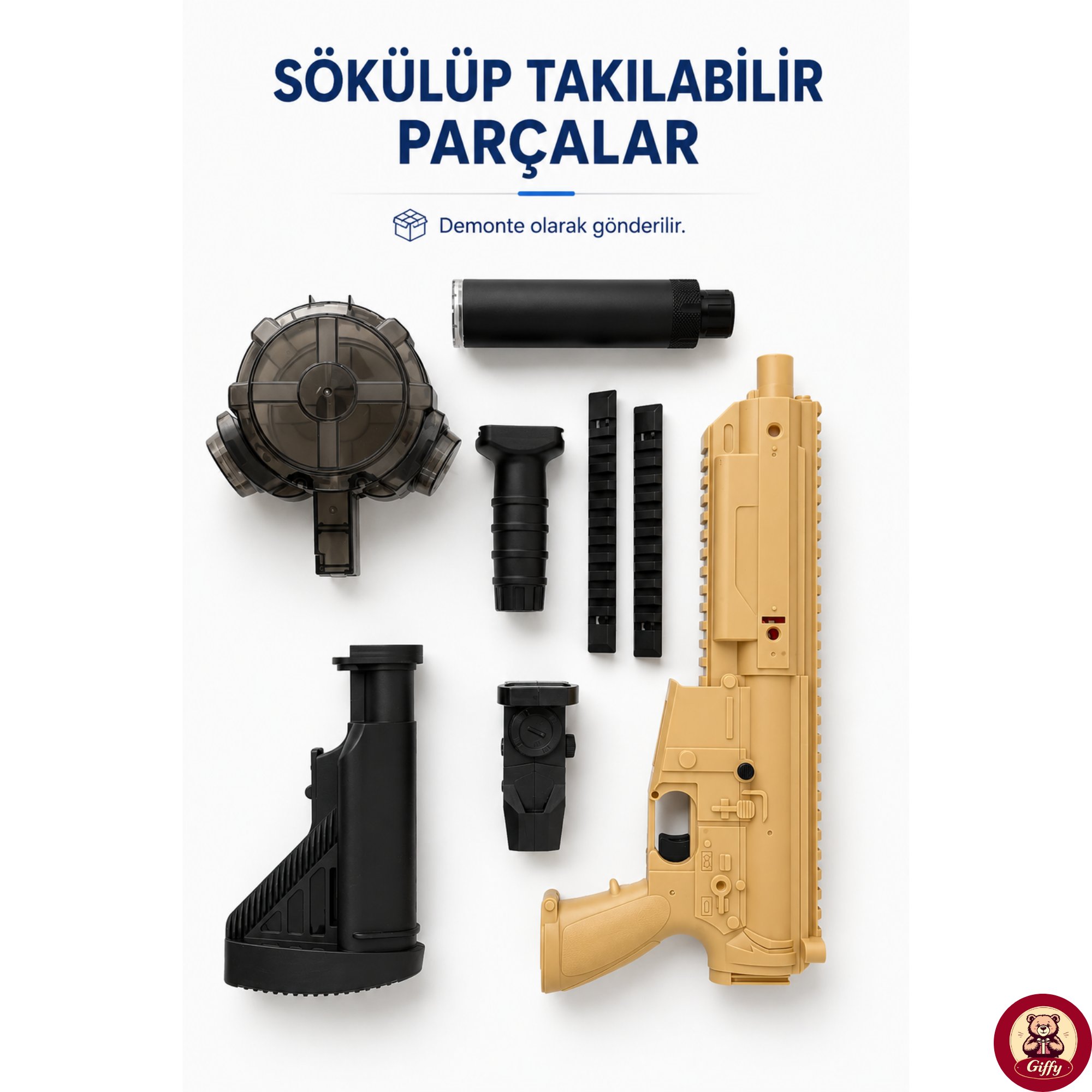  Oyuncak M416 Model Şarjlı Su Tabancası 500 ML Hazneli LED Işıklı 8 Metre Menzilli Sökülüp Takılır Yaz Deniz Havuz Açık Hava Oyuncağı
