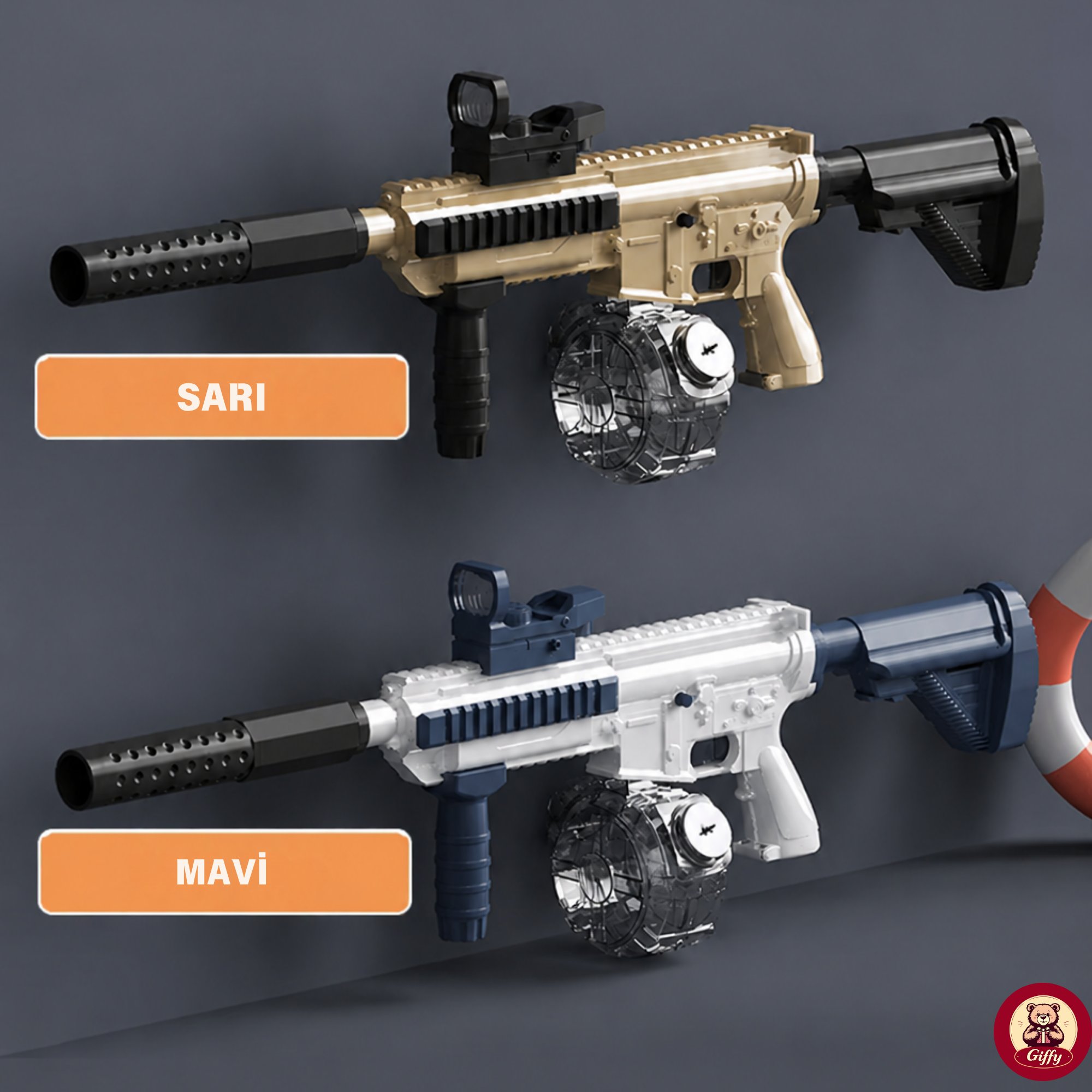  Oyuncak M416 Model Şarjlı Su Tabancası 500 ML Hazneli LED Işıklı 8 Metre Menzilli Sökülüp Takılır Yaz Deniz Havuz Açık Hava Oyuncağı