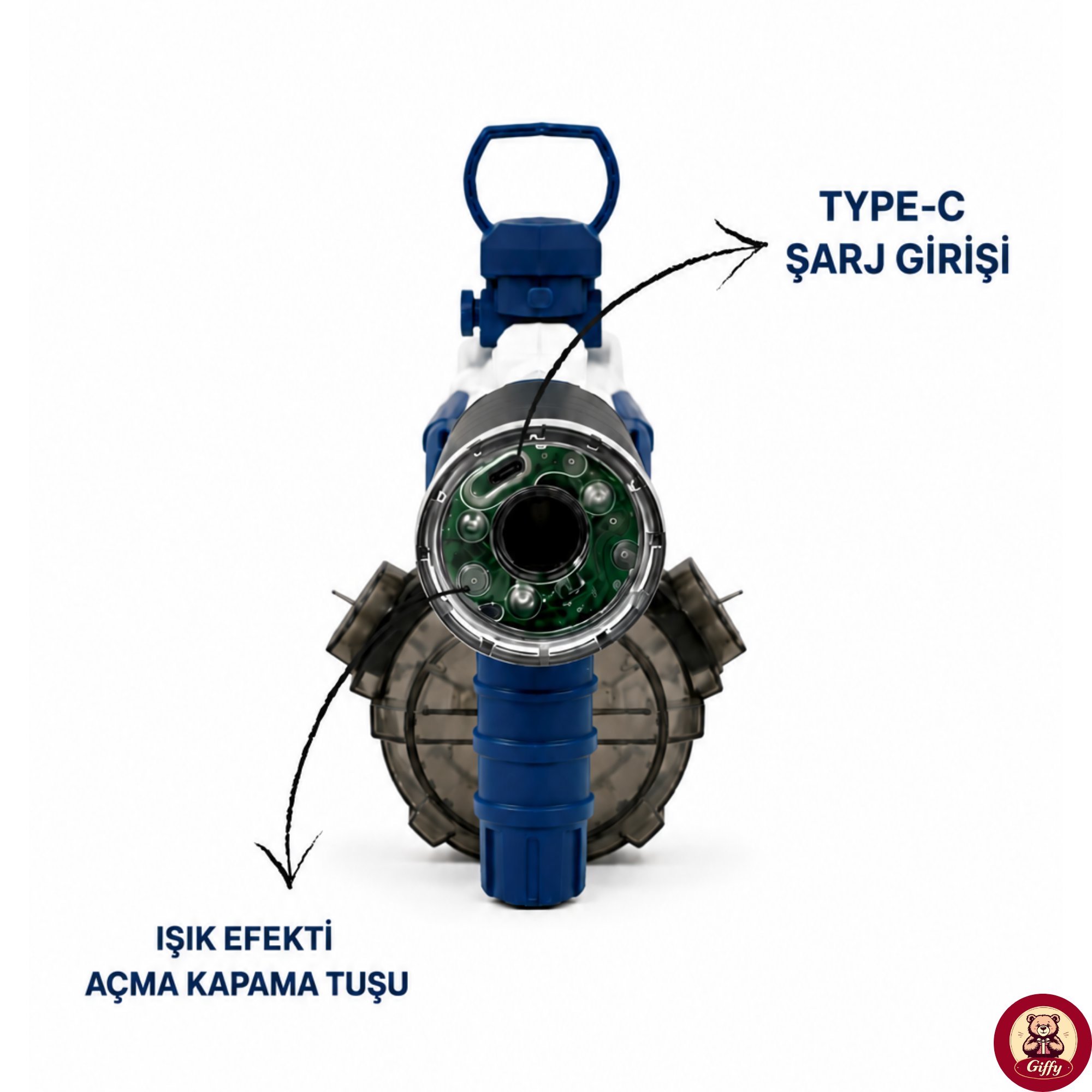  Oyuncak M416 Model Şarjlı Su Tabancası 500 ML Hazneli LED Işıklı 8 Metre Menzilli Sökülüp Takılır Yaz Deniz Havuz Açık Hava Oyuncağı