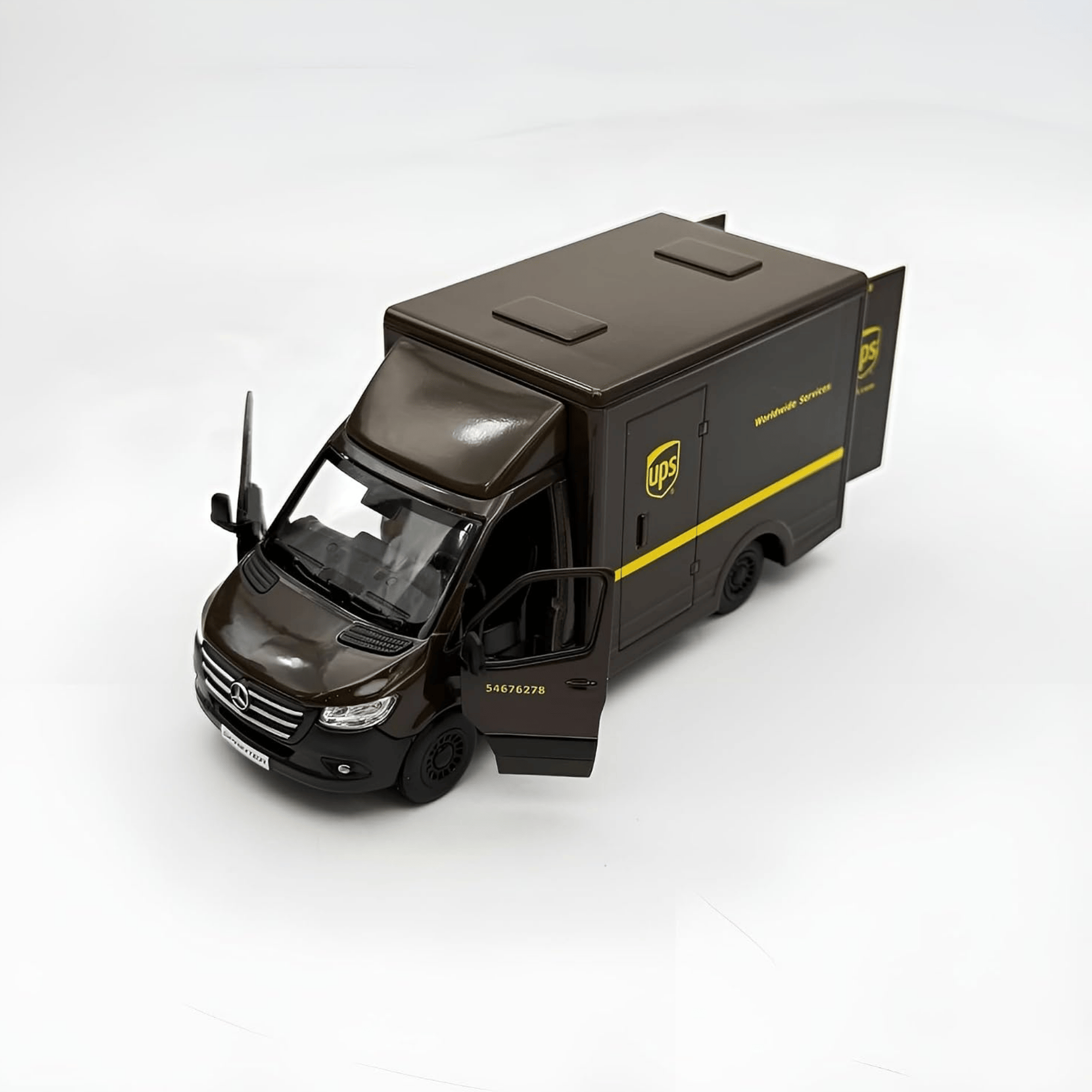 Oyuncak 1:48 Ölçek Mercedes-Benz Sprinter UPS Kapalı Kasa Kargo Aracı 12,5 cm Metal Kupa Açılır Kapılı Koleksiyonluk Hediyelik