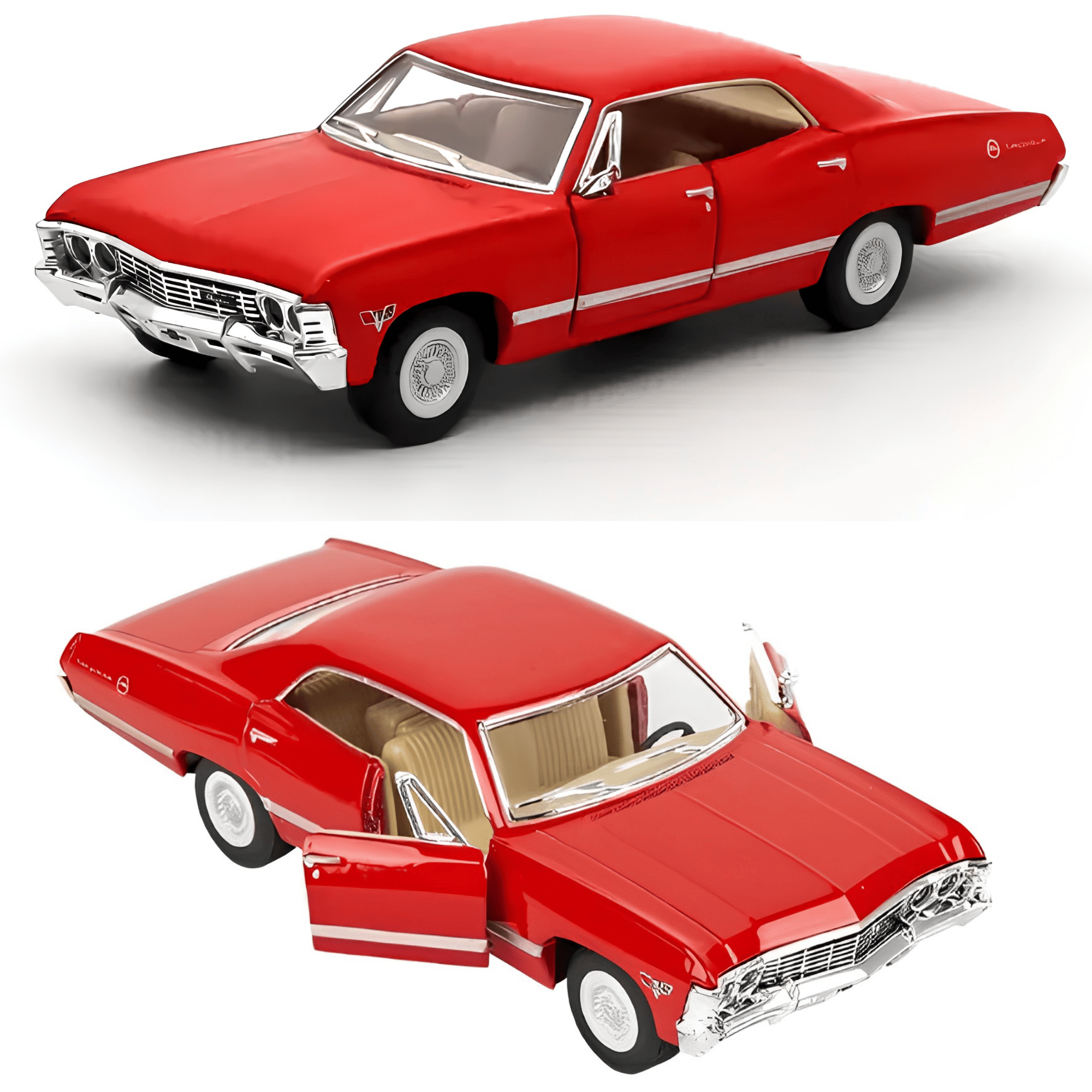 Oyuncak 1967 Chevrolet Impala 1:43 Die Cast Metal Model Araba 12,5 cm Açılır Kapılı Koleksiyonluk Klasik Araba Koleksiyonluk Hediyelik Oyuncak (Kırmızı)