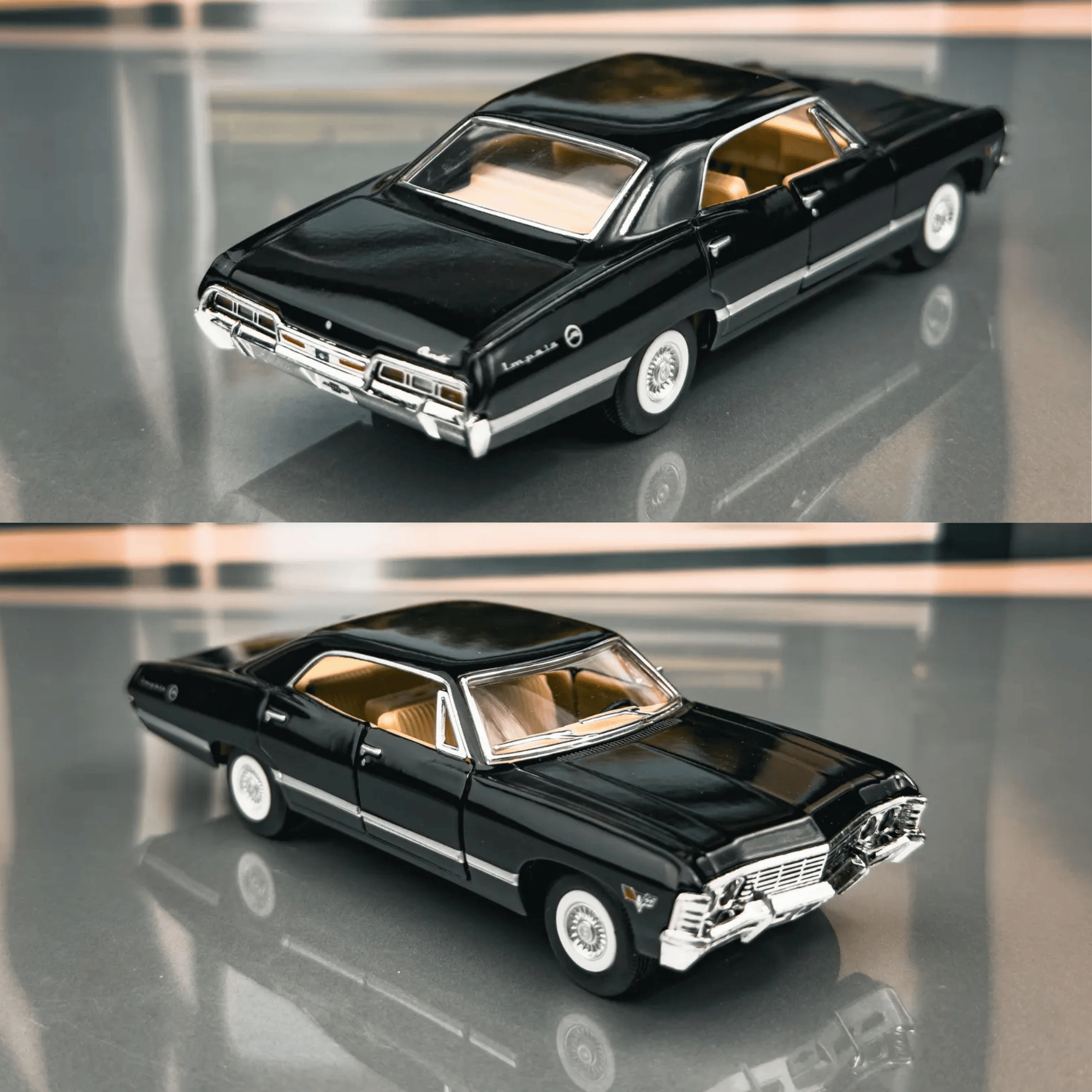 Oyuncak 1967 Chevrolet Impala 1:43 Die Cast Metal Model Araba 12,5 cm Açılır Kapılı Koleksiyonluk Klasik Araba Koleksiyonluk Hediyelik Oyuncak (Siyah)