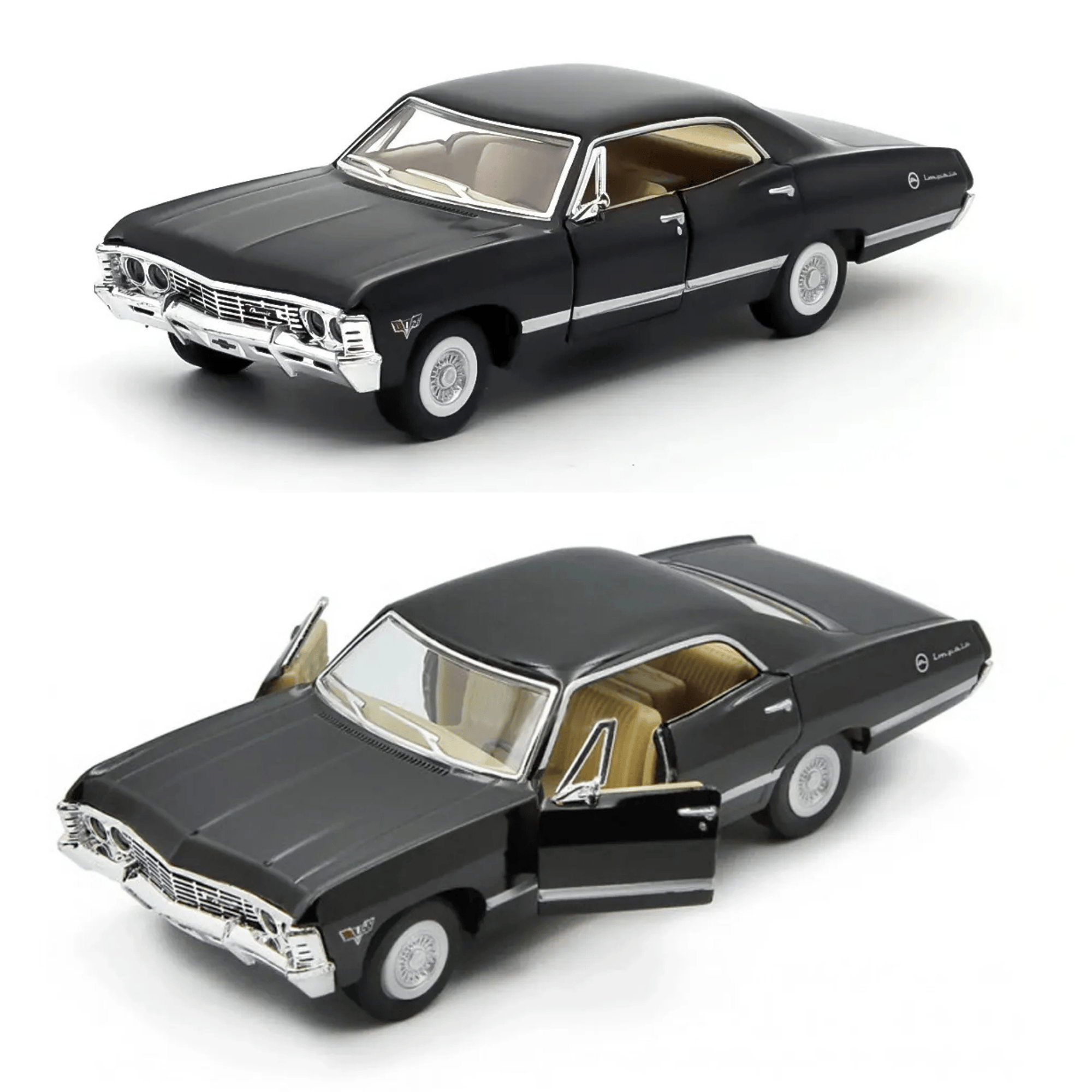 Oyuncak 1967 Chevrolet Impala 1:43 Die Cast Metal Model Araba 12,5 cm Açılır Kapılı Koleksiyonluk Klasik Araba Koleksiyonluk Hediyelik Oyuncak (Siyah)