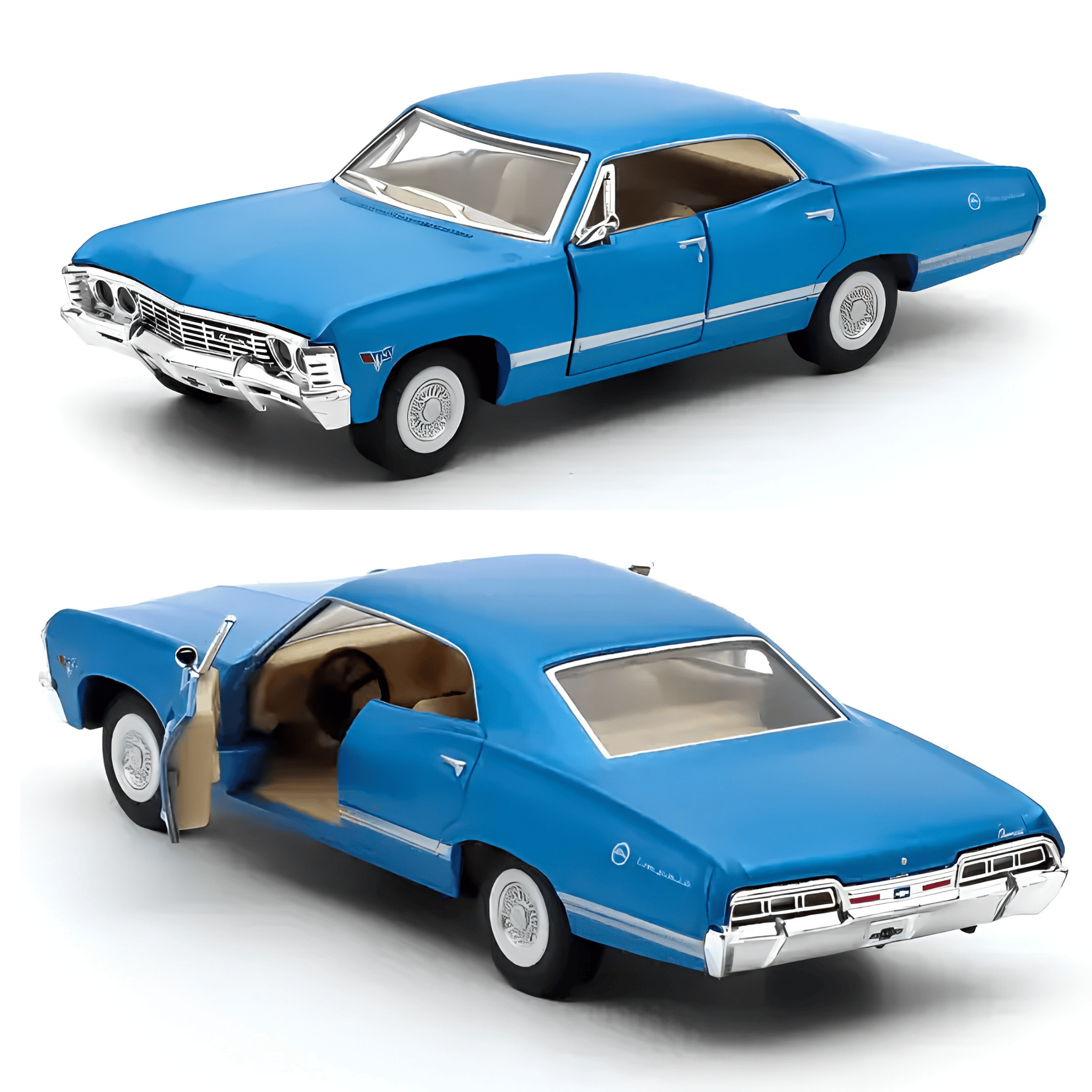 Oyuncak 1967 Chevrolet Impala 1:43 Die Cast Metal Model Araba 12,5 cm Açılır Kapılı Koleksiyonluk Klasik Araba Koleksiyonluk Hediyelik Oyuncak (Mavi)
