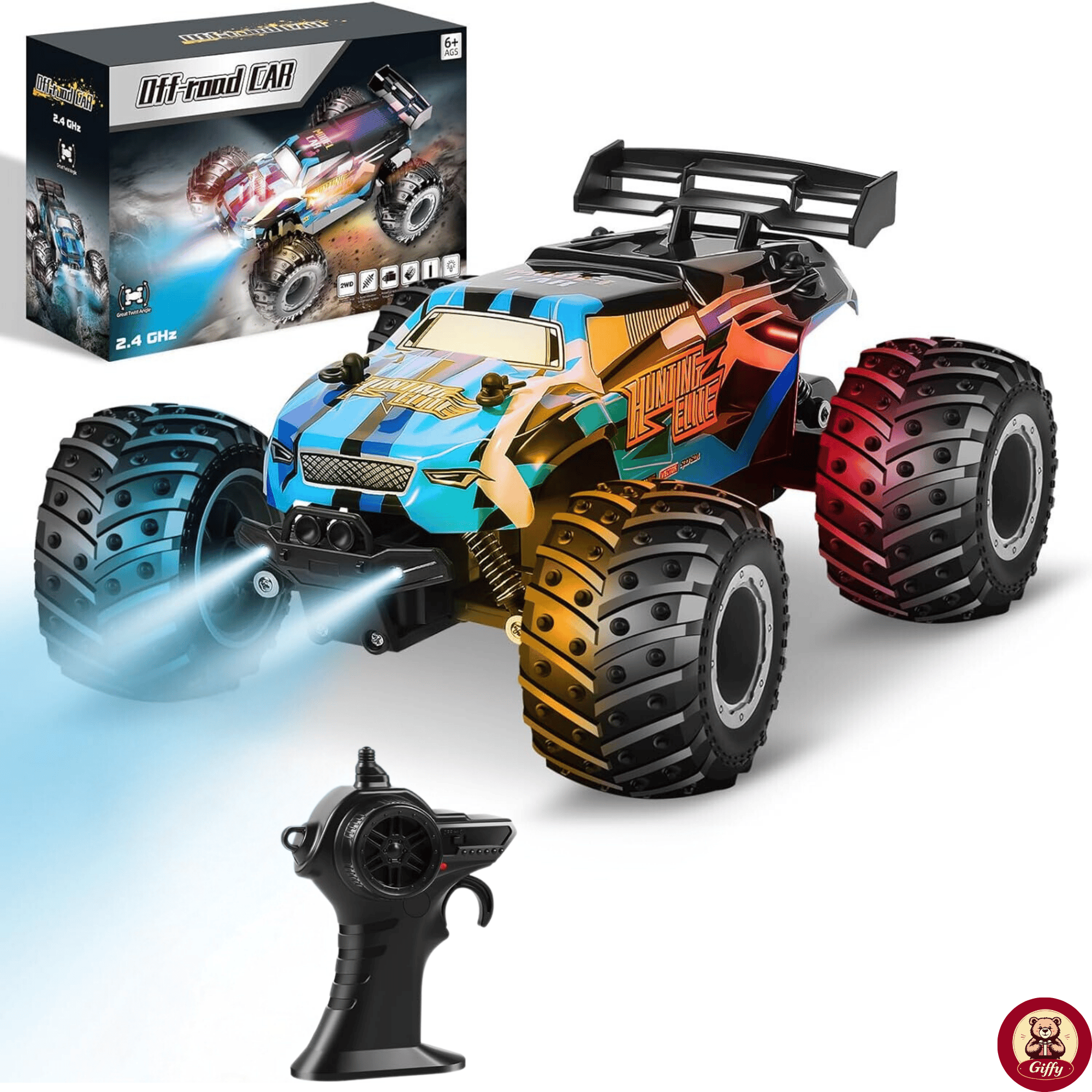 Oyuncak 2.4 GHz Uzaktan Kumandalı Şarjlı Led Işıklı Drift Atan 15 Km Hız Off Road 45 Dk Batarya (Mavi)