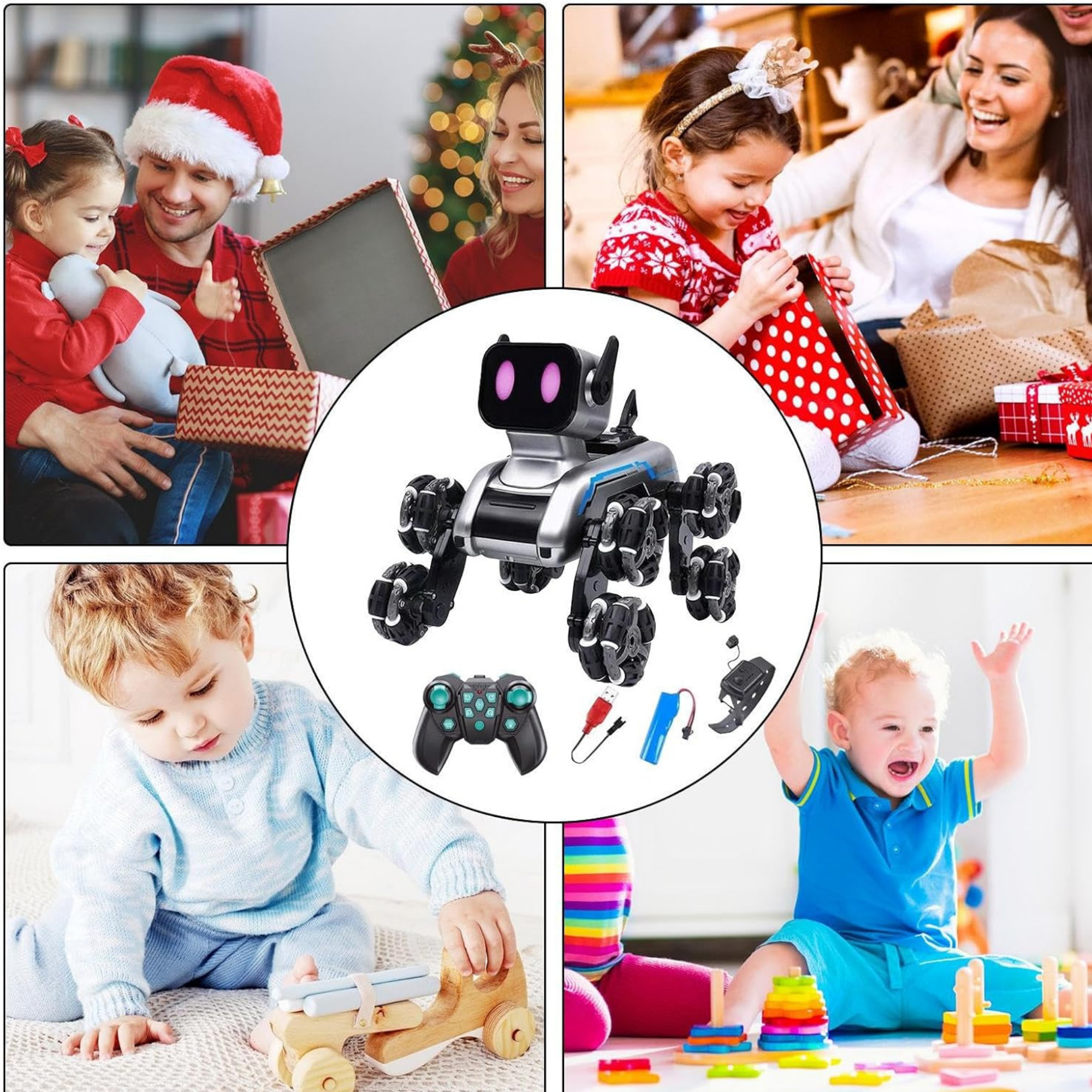 Oyuncak 2.4 GhZ Uzaktan ve Bilekten Kumandalı Şarjlı 8 Teker Akrobat Robot Köpek Müzikli ve Led Işık